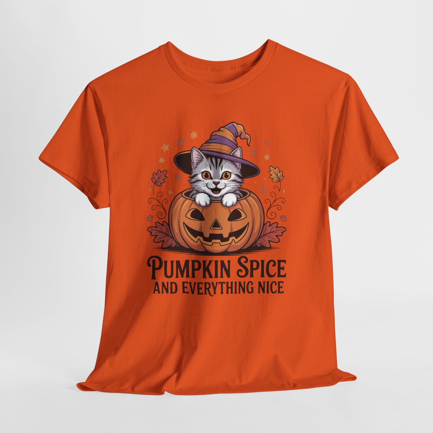 Pumpkin Spice Cat Tee - Cozy Fall T-Shirt, Halloween Shirt, Autumn Fashion, Cat Lover Gift, Cute Graphic Tee