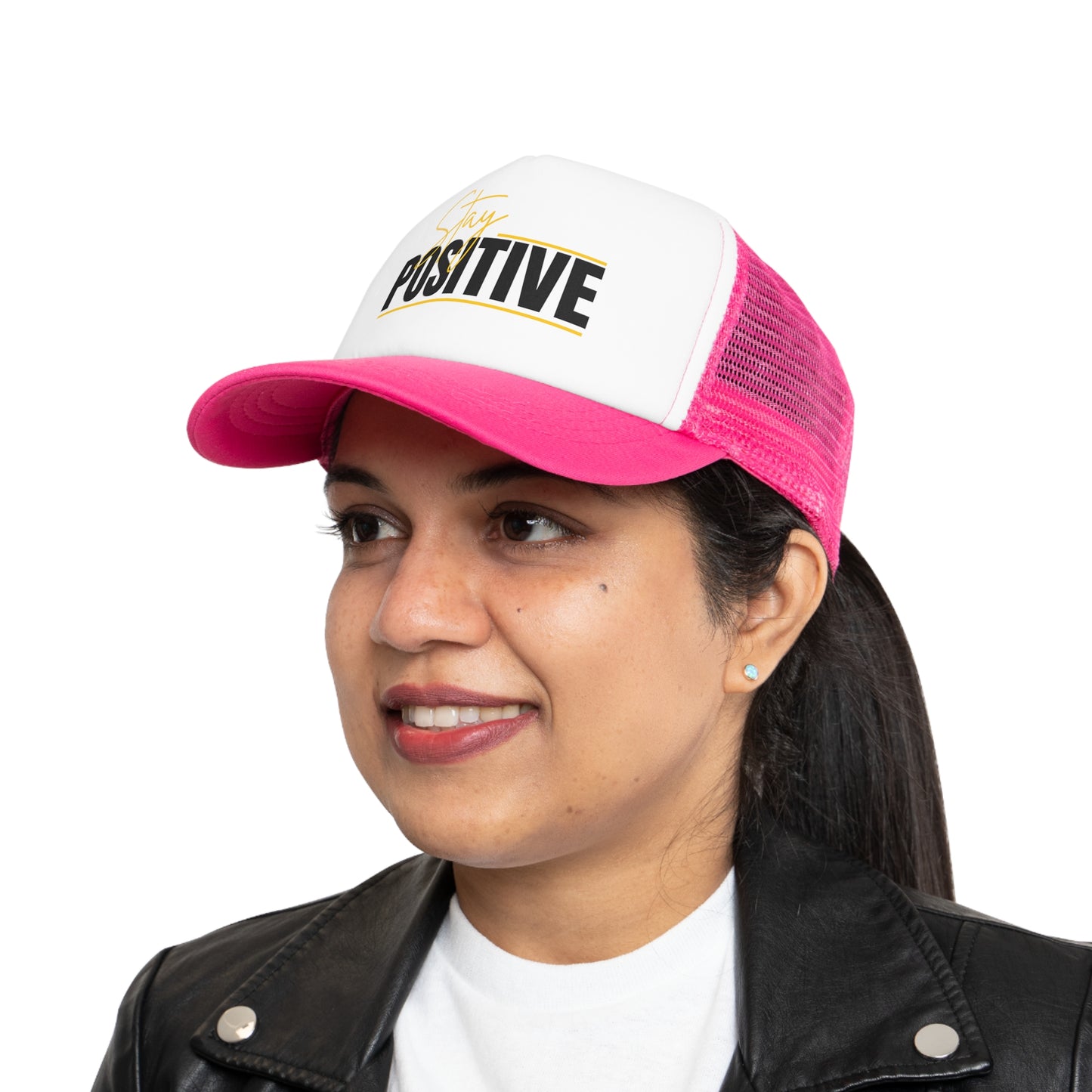 Stay Positive Mesh Cap | Inspirational Trucker Hat, Motivational Gift, Outdoor Wear, Summer Accessory, Positive Vibes