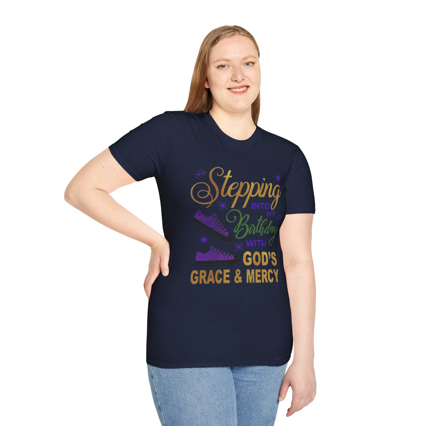 Birthday Celebration T-Shirt, Birthday Gift, God’s Grace Tee, Unisex Softstyle Shirt, Faith-Based Apparel, Comfortable Casual Wear