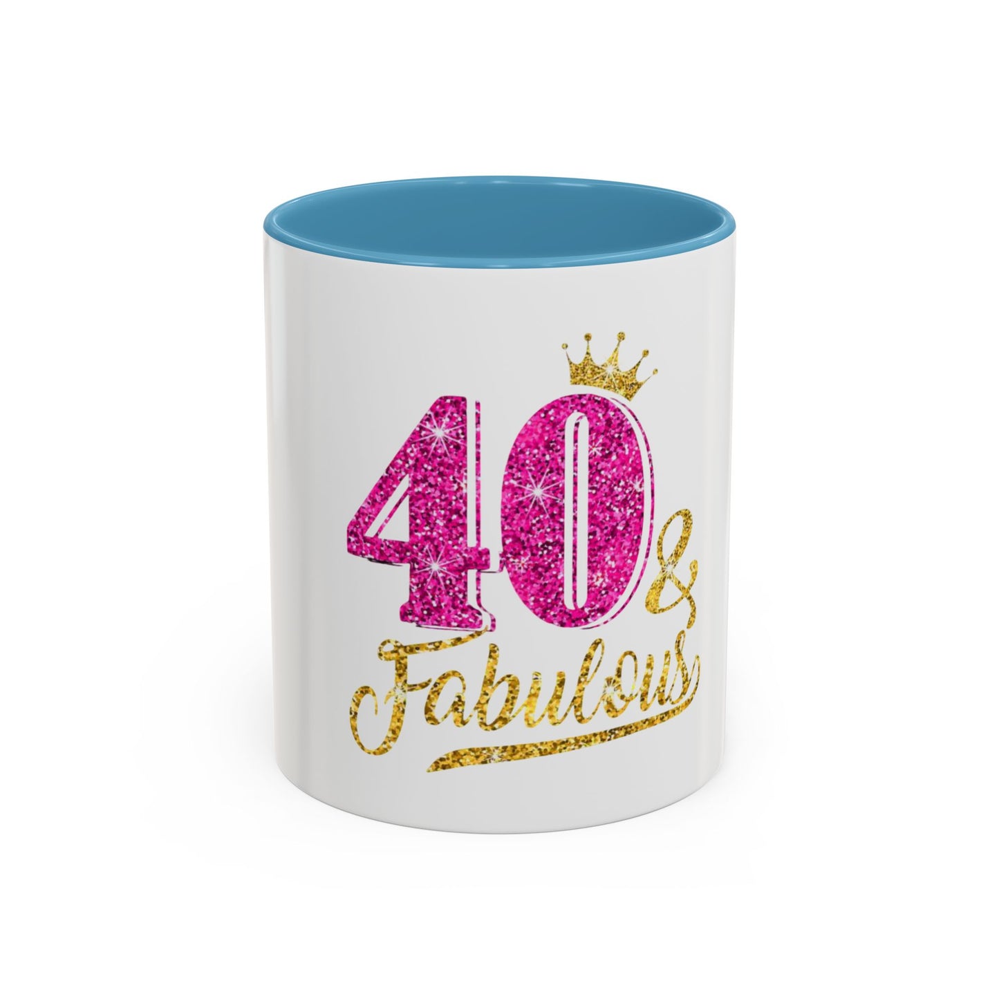 40 & Fabulous Glitter Accent Coffee Mug | Birthday Gift, 40th Celebration, Fun Memento, Personalized Mug, Women’s Coffee Cup