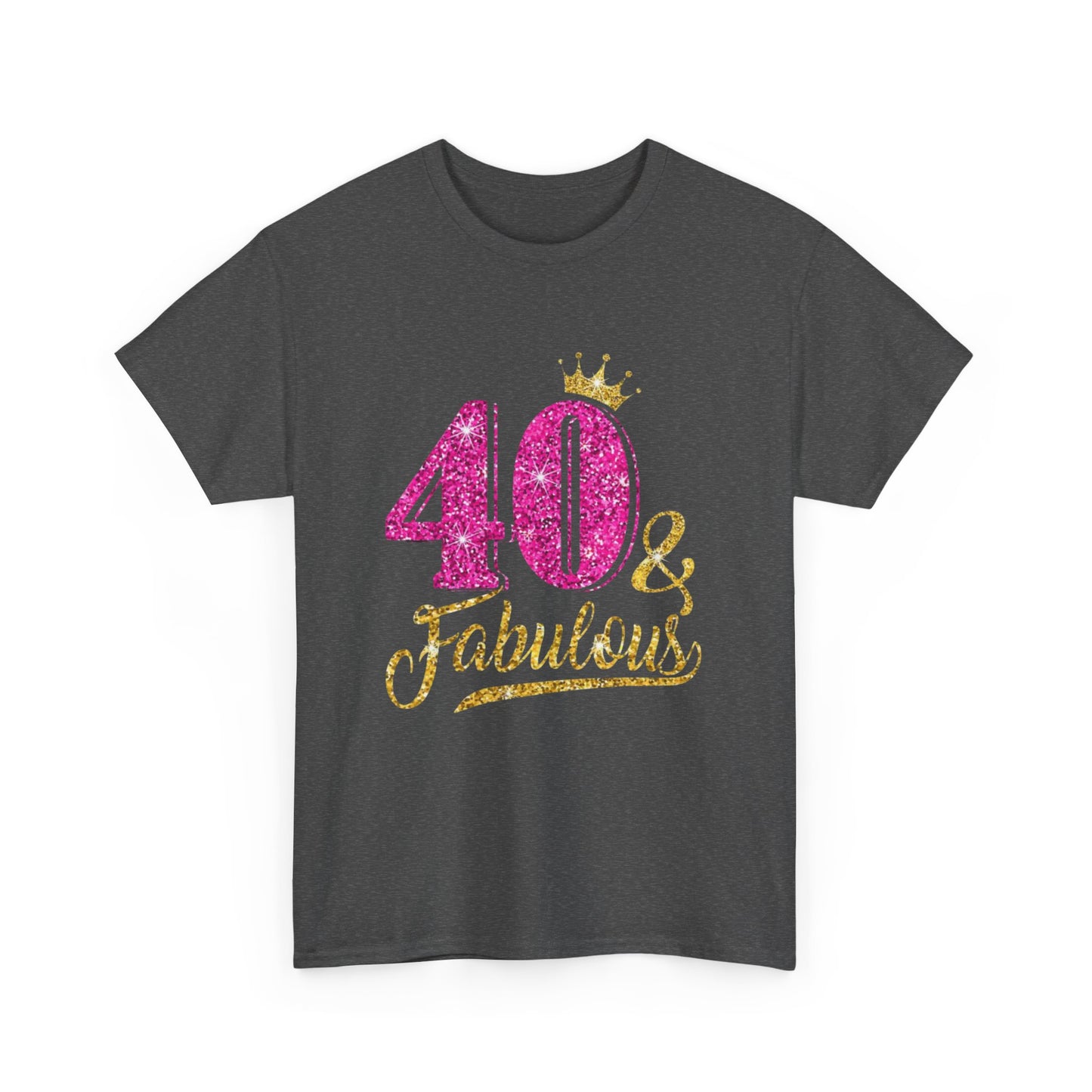 40 & Fabulous Unisex Heavy Cotton Tee | Birthday Gift, Celebration Shirt, Trendy Top, Party Wear, Fashionable Tee