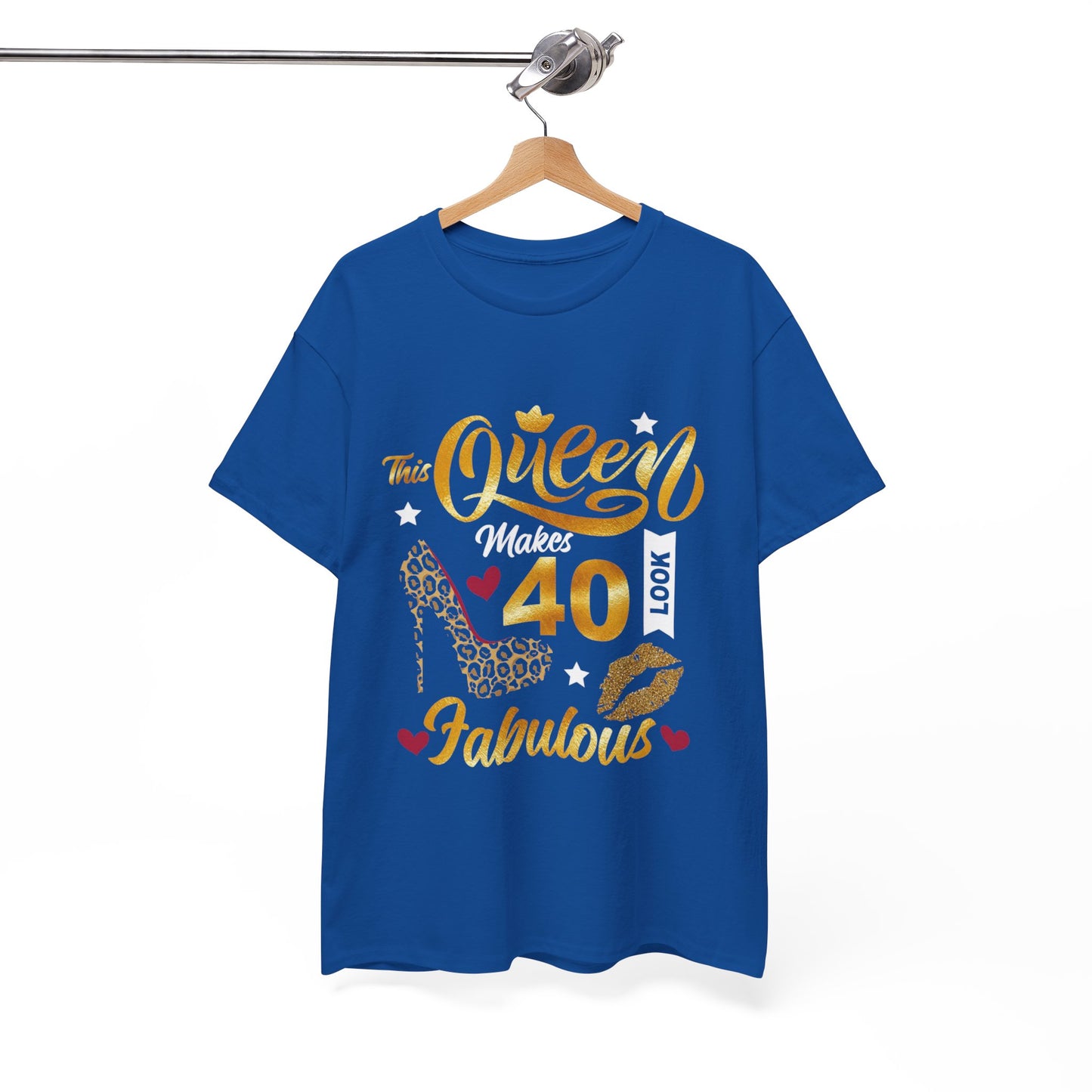 Fabulous 40 Queen Tee, Birthday Celebration T-Shirt, Unisex Cotton Top, Gift for Her, Fun Party Shirt, Leopard Print Design
