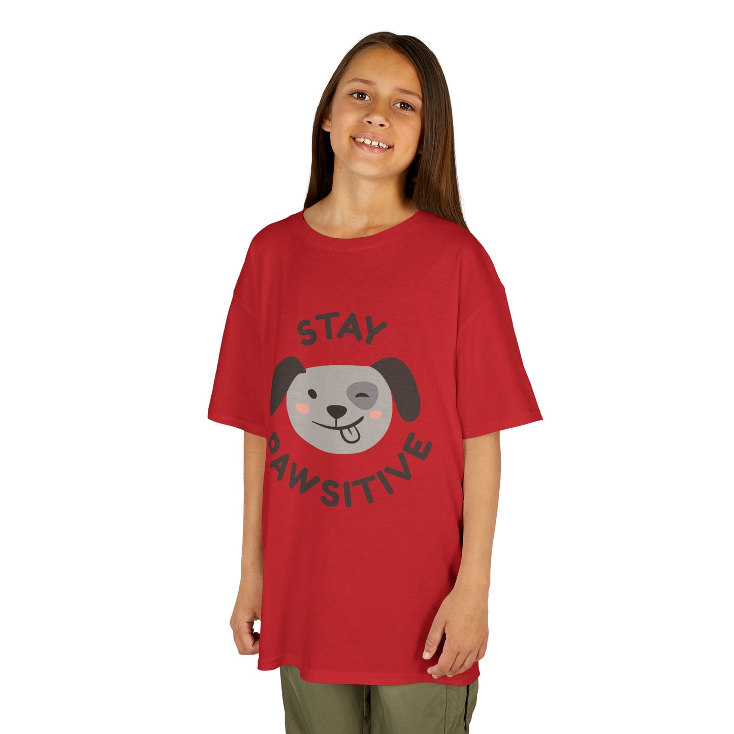 Kids Stay Pawsitive Tee, Fun Kids T-Shirt, Gift for Animal Lovers, Positive Message Tee, Birthday Gift for Kids, Dog Lover Apparel