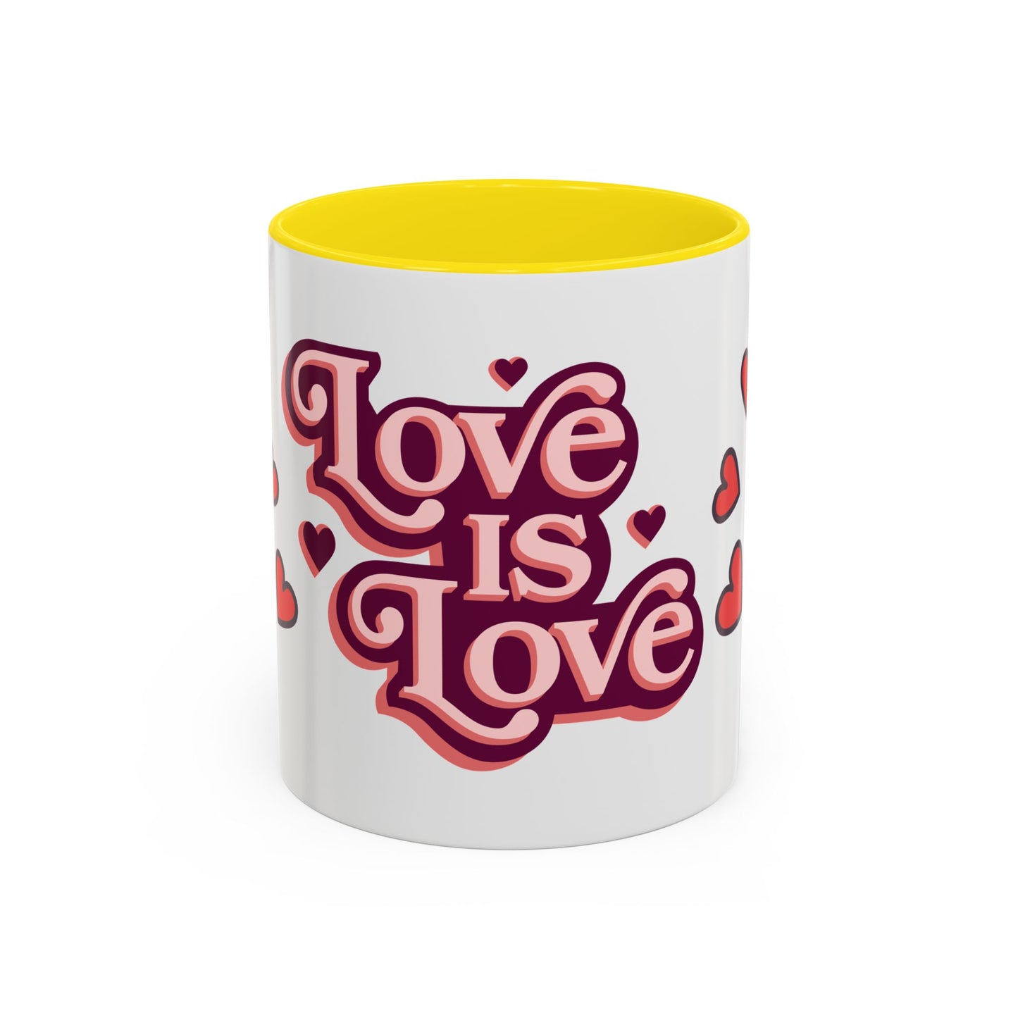 Love is Love Accent Coffee Mug | Cute Gift for Friends, LGBTQ+ Pride, Valentine's Day, Home Decor, Heart Design