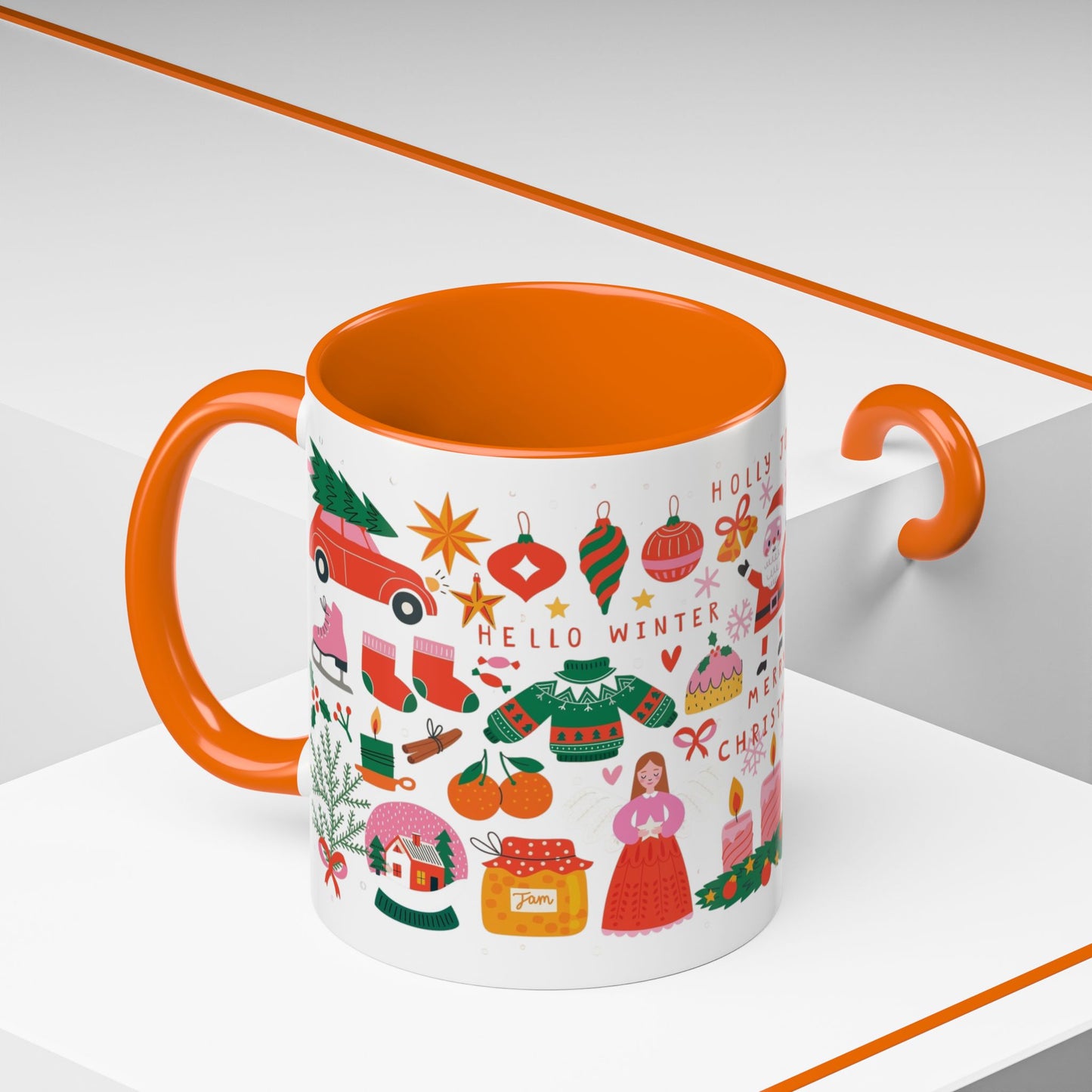 Festive Holiday Coffee Mug, Merry Christmas Mug, Winter Drinkware, Cute Santa Cup, Gift for Coffee Lovers, Holiday Decor