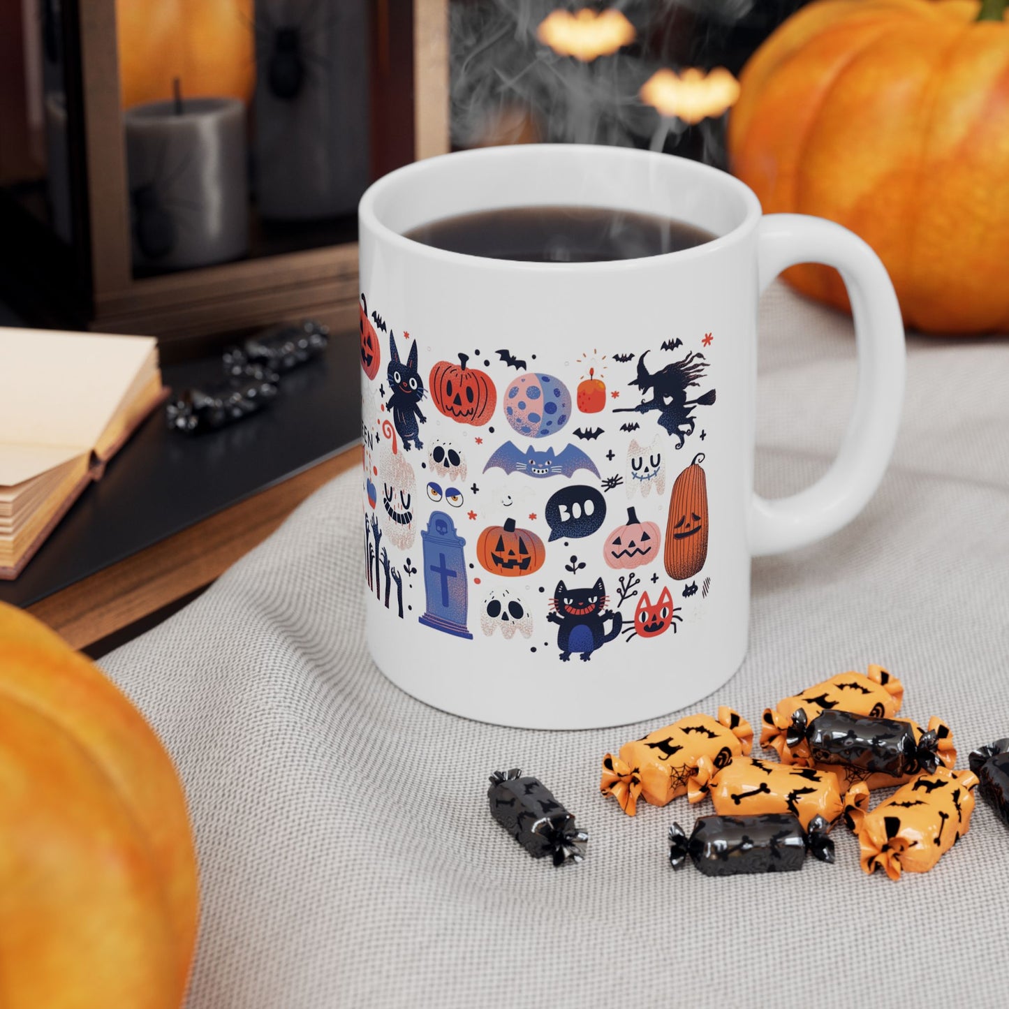 Halloween-Themed Ceramic Mug - Perfect for Coffee, Tea, Soup, Holiday Gifts, Festive Decor, 11oz