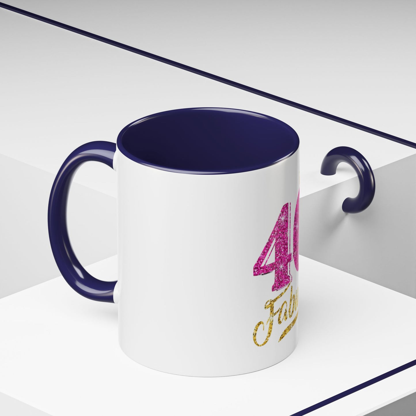 40 & Fabulous Glitter Accent Coffee Mug | Birthday Gift, 40th Celebration, Fun Memento, Personalized Mug, Women’s Coffee Cup