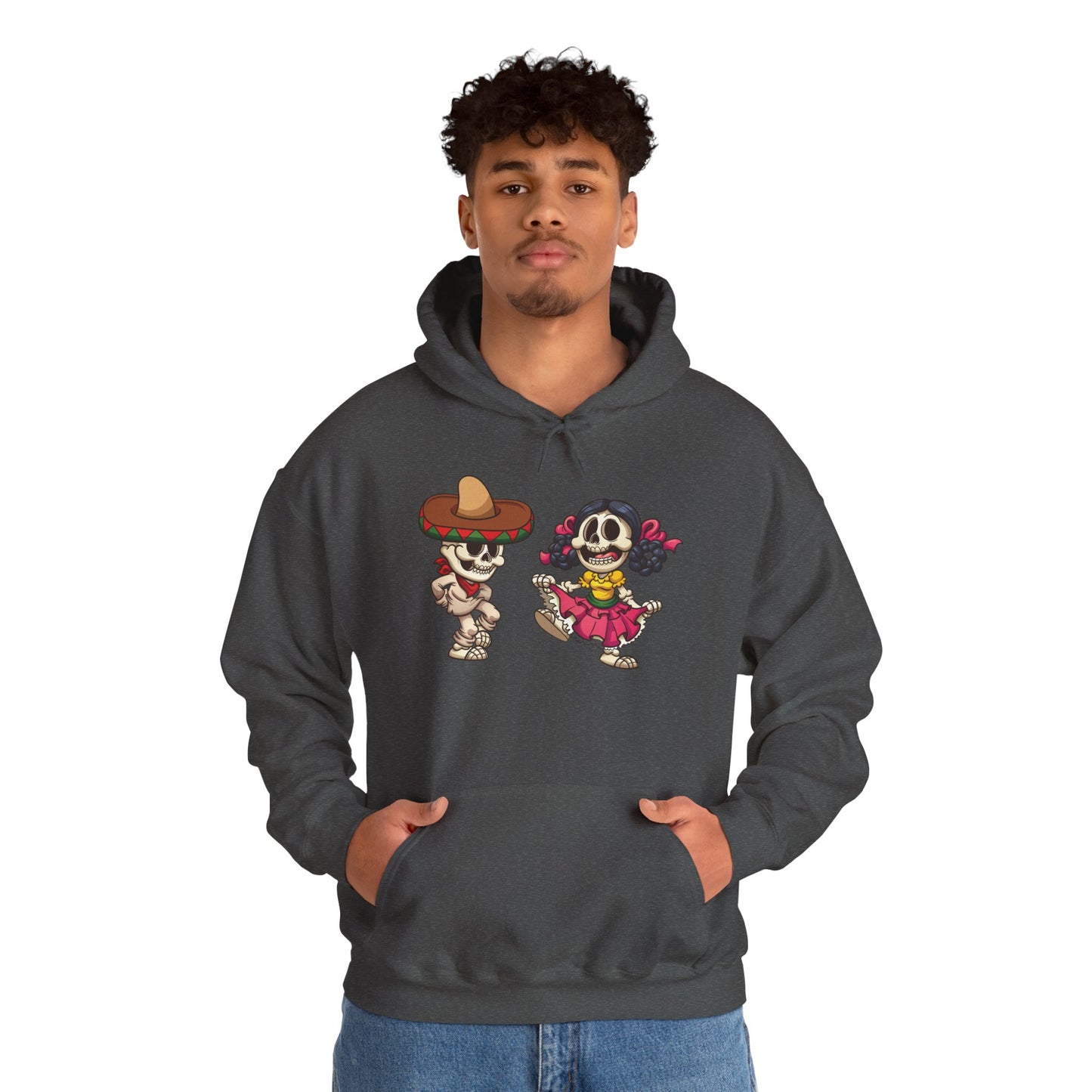 Dia de los Muertos Hooded Sweatshirt, Cozy Halloween Sweatshirt, Unisex Skeleton Hoodie, Fall Celebration Apparel, Casual Stylish Gift