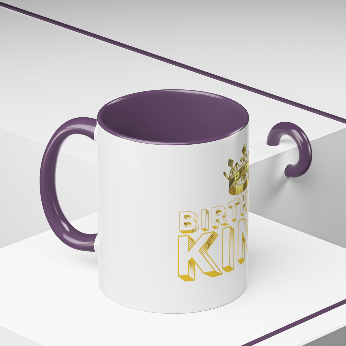 Birthday King Accent Coffee Mug - Celebrate, Gift, Black Mug, Crown Design, Funny Mug, 11oz, 15oz
