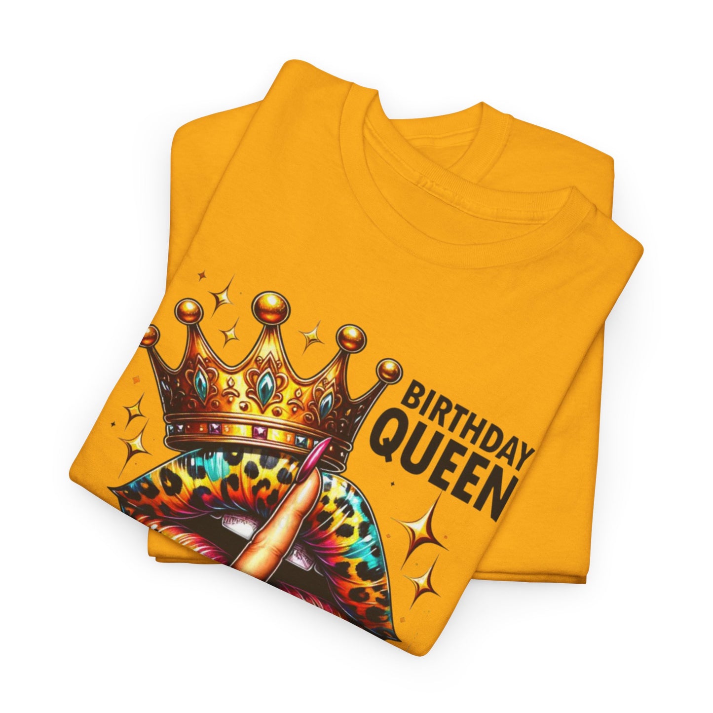 Unisex Heavy Cotton Tee, "Birthday Queen I don't get older I level up".