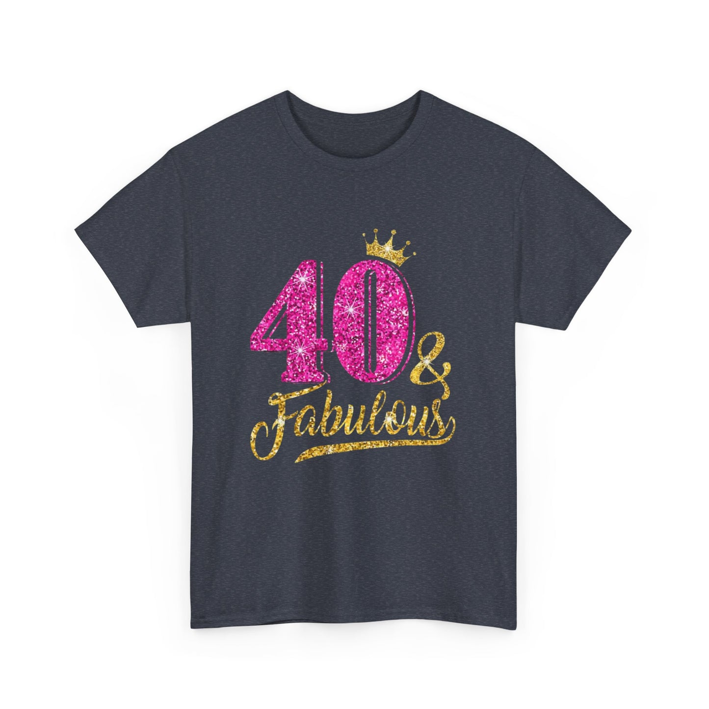 40 & Fabulous Unisex Heavy Cotton Tee | Birthday Gift, Celebration Shirt, Trendy Top, Party Wear, Fashionable Tee