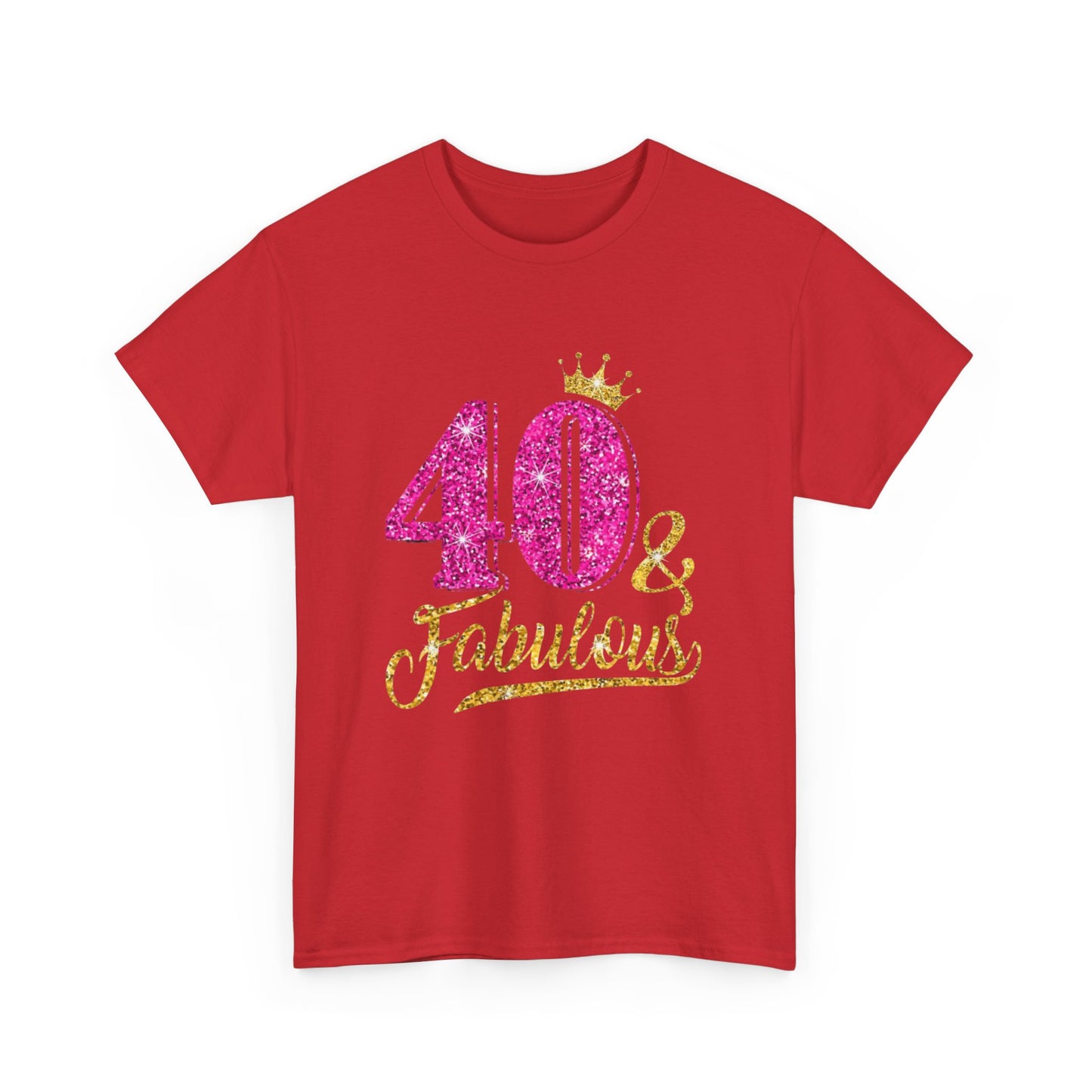40 & Fabulous Unisex Heavy Cotton Tee | Birthday Gift, Celebration Shirt, Trendy Top, Party Wear, Fashionable Tee