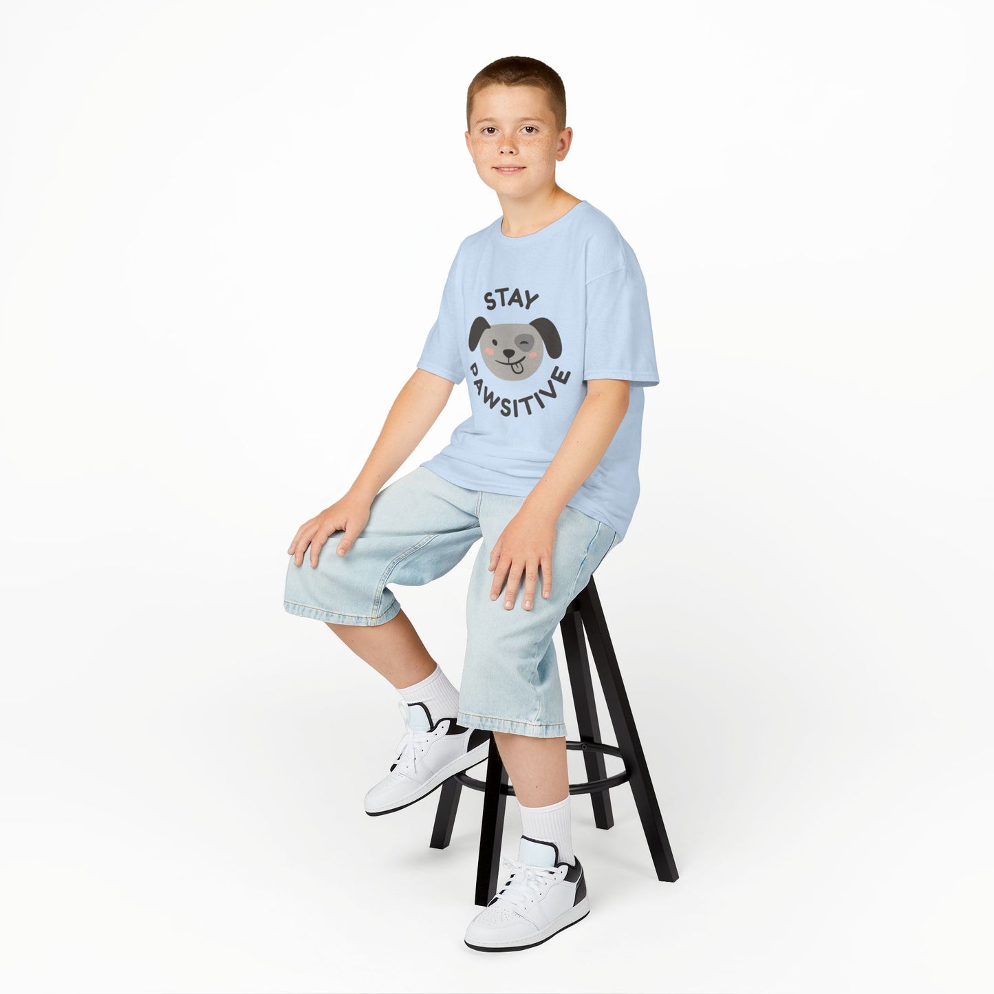 Kids Stay Pawsitive Tee, Fun Kids T-Shirt, Gift for Animal Lovers, Positive Message Tee, Birthday Gift for Kids, Dog Lover Apparel