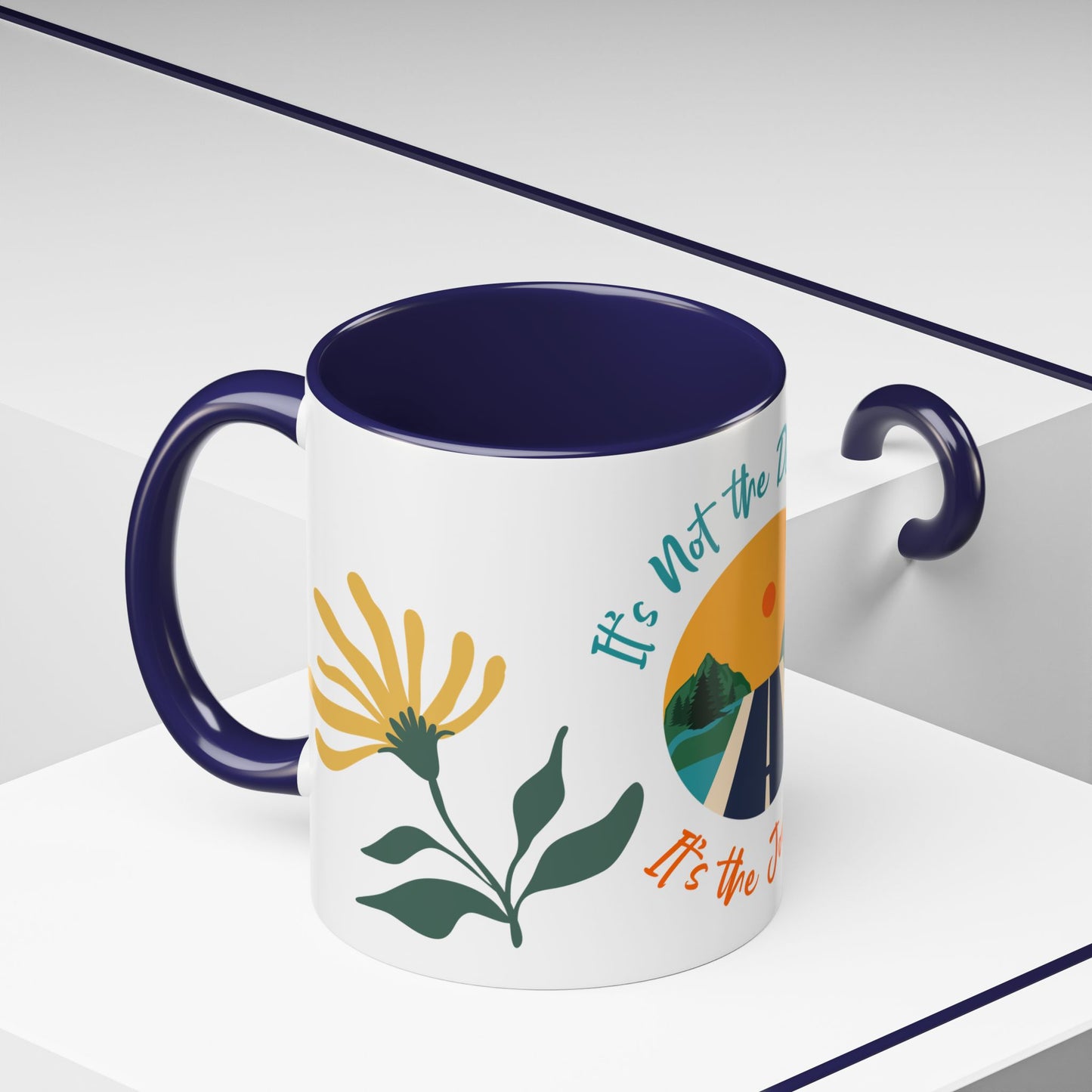 Journey Coffee Mug - Inspirational Accent Mug for Travelers, Road Trip Gift, Motivational Drinkware, Adventure Mug, Nature Coffee Cup