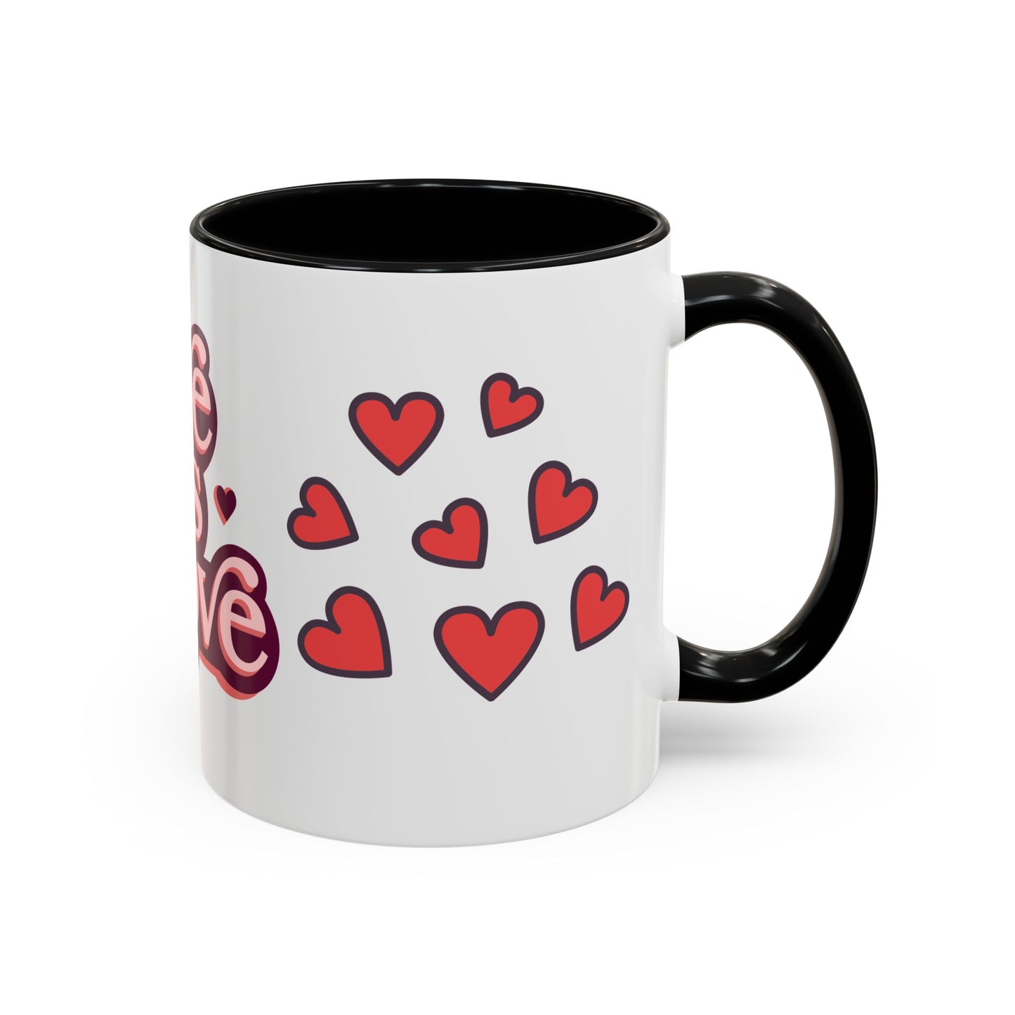 Love is Love Accent Coffee Mug | Cute Gift for Friends, LGBTQ+ Pride, Valentine's Day, Home Decor, Heart Design