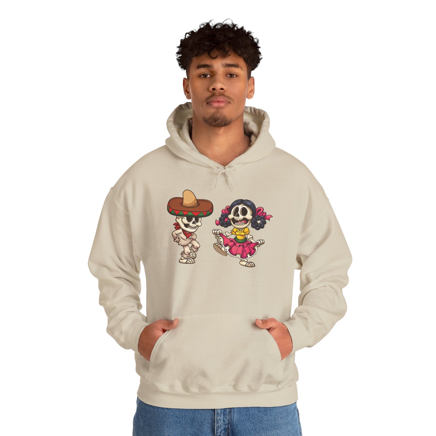 Dia de los Muertos Hooded Sweatshirt, Cozy Halloween Sweatshirt, Unisex Skeleton Hoodie, Fall Celebration Apparel, Casual Stylish Gift