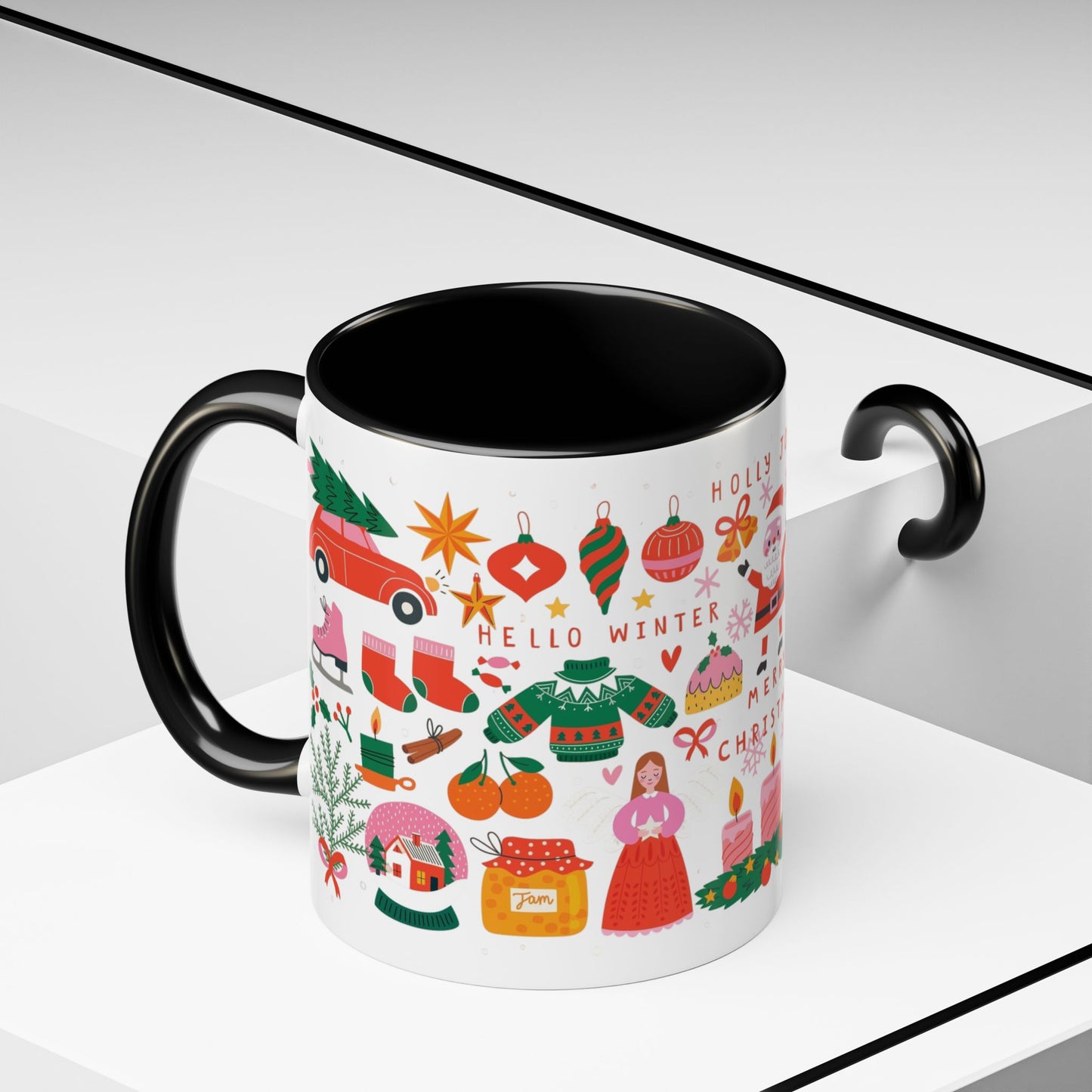 Festive Holiday Coffee Mug, Merry Christmas Mug, Winter Drinkware, Cute Santa Cup, Gift for Coffee Lovers, Holiday Decor