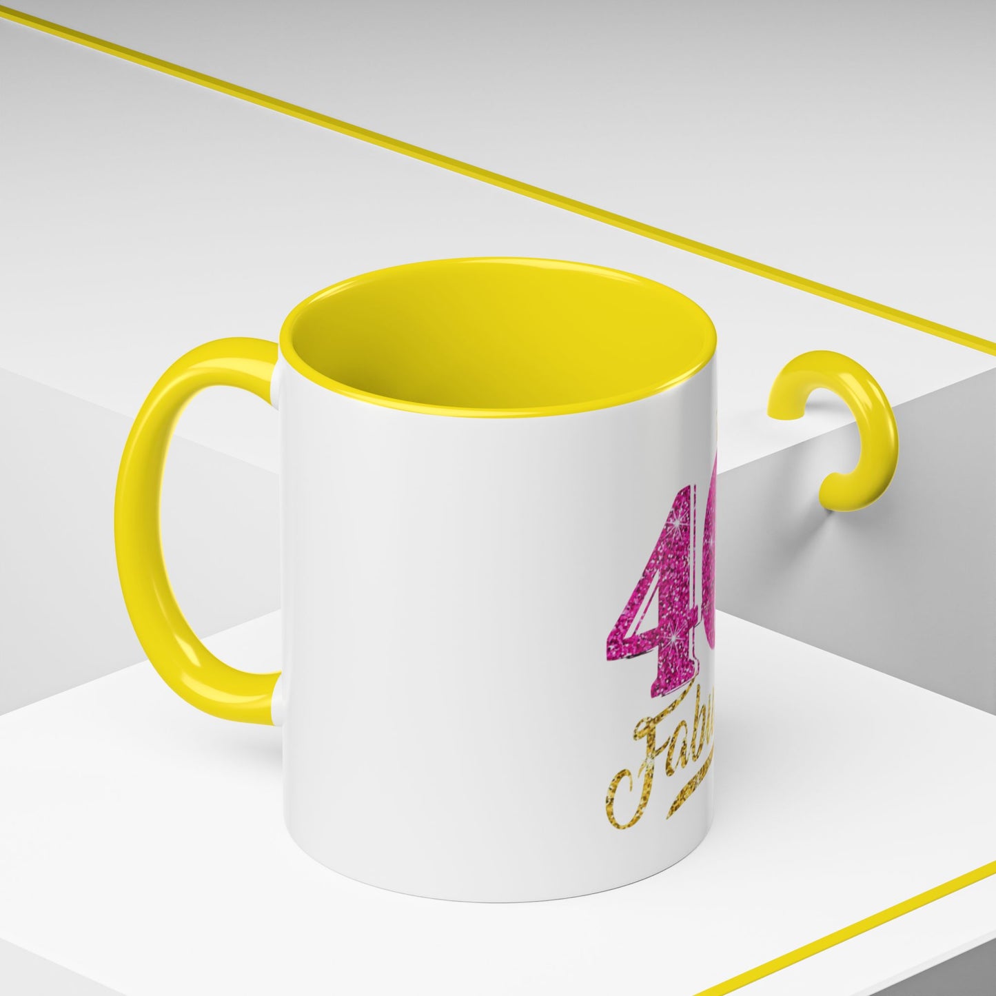 40 & Fabulous Glitter Accent Coffee Mug | Birthday Gift, 40th Celebration, Fun Memento, Personalized Mug, Women’s Coffee Cup