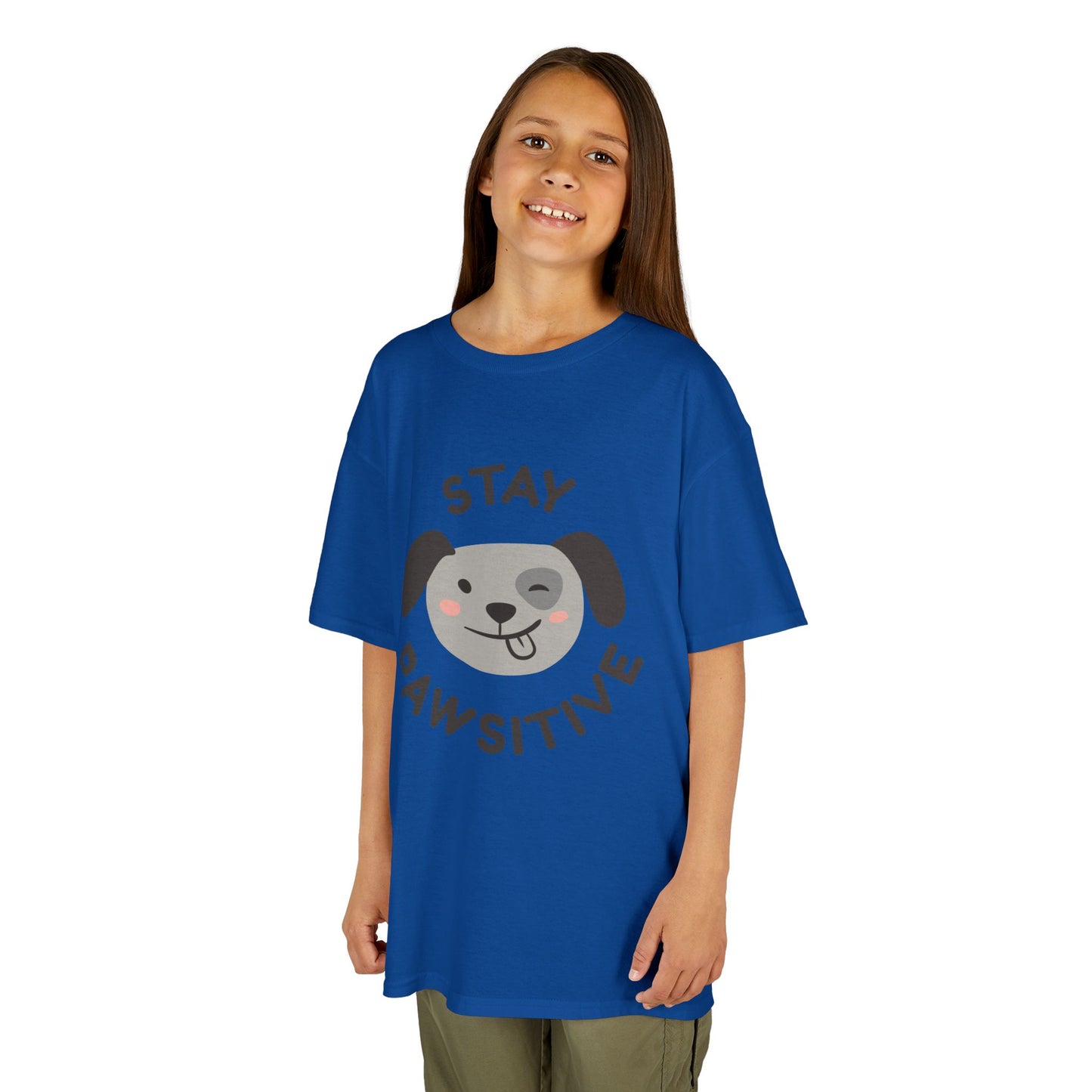 Kids Stay Pawsitive Tee, Fun Kids T-Shirt, Gift for Animal Lovers, Positive Message Tee, Birthday Gift for Kids, Dog Lover Apparel