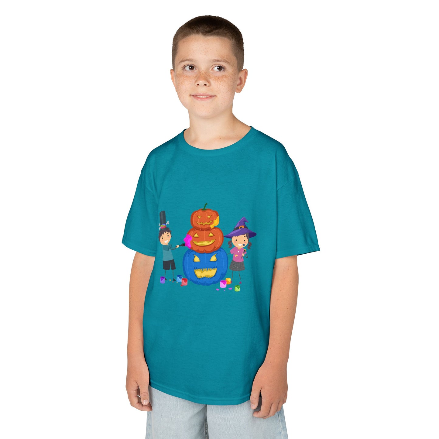 Kids Halloween Tee with Pumpkin Design, Fun Kids Shirt, Halloween Costume Top, Trick or Treat Tee, Spooky Season Apparel, Kid's Party Outfit