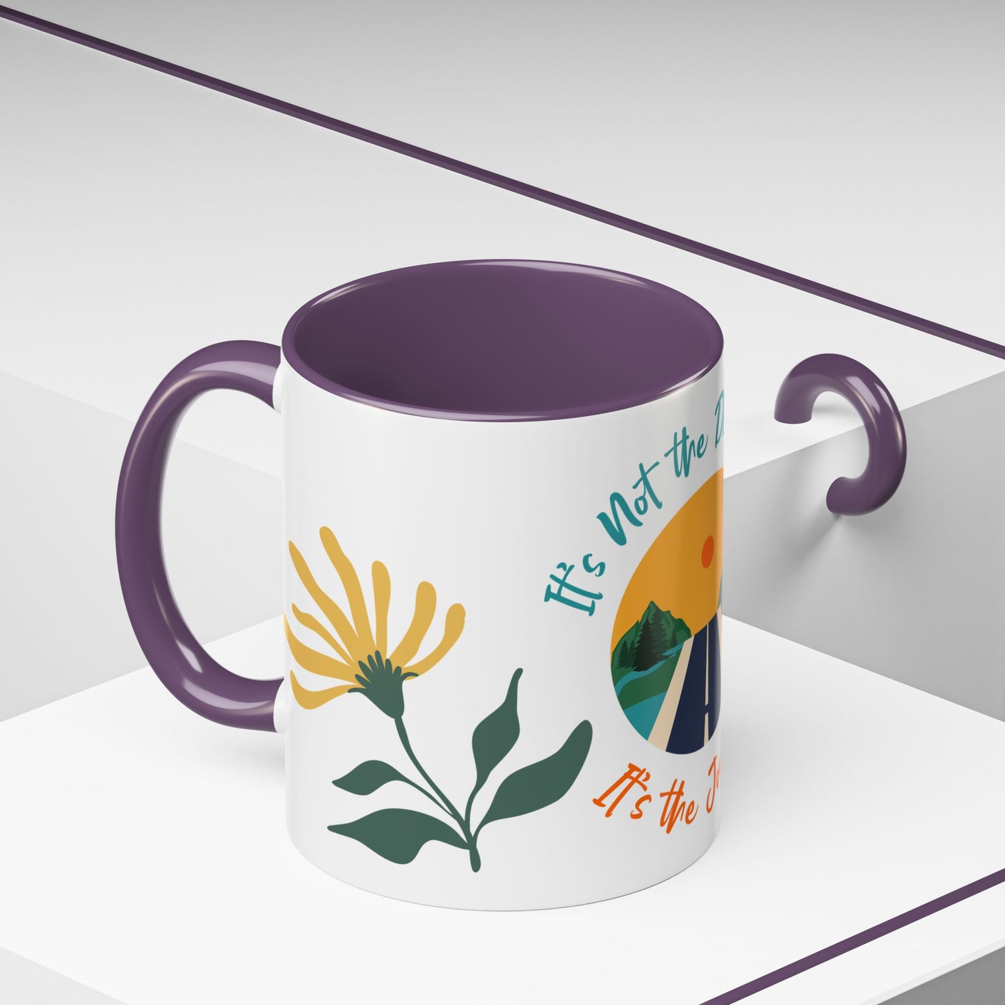Journey Coffee Mug - Inspirational Accent Mug for Travelers, Road Trip Gift, Motivational Drinkware, Adventure Mug, Nature Coffee Cup