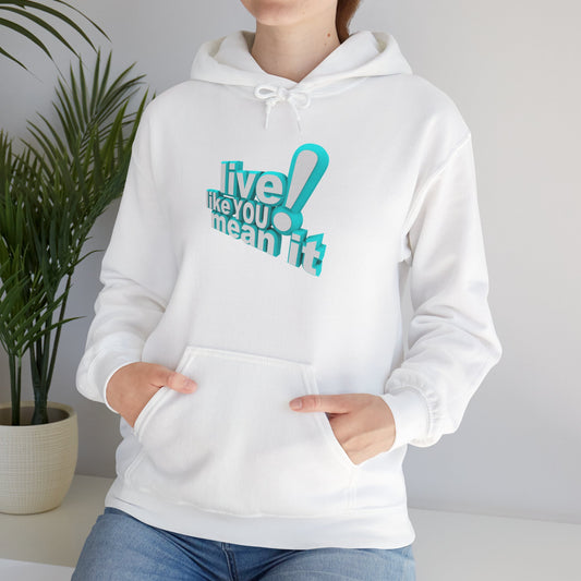 Unisex Motivational Hoodie - Live Like You Mean It, Cozy Sweatshirt, Gift for Him/Her, Inspirational Apparel, Perfect for Casual Wear