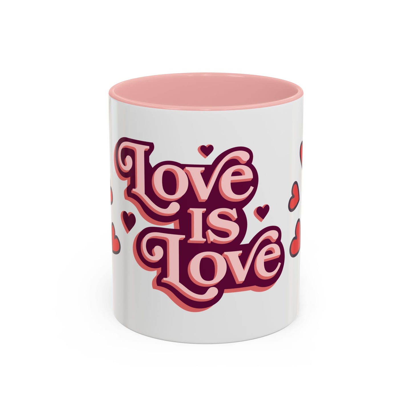 Love is Love Accent Coffee Mug | Cute Gift for Friends, LGBTQ+ Pride, Valentine's Day, Home Decor, Heart Design