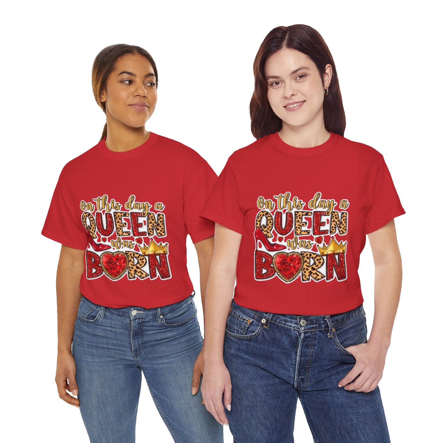 Unisex Heavy Cotton Tee - "On This Day a Queen Was Born" Birthday Shirt, Perfect Gift for Her, Queen Shirt, Birthday Celebration Tee, [...]