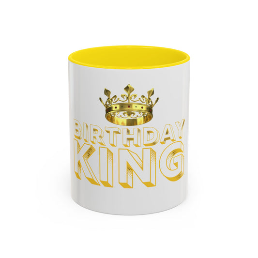 Birthday King Accent Coffee Mug - Celebrate, Gift, Black Mug, Crown Design, Funny Mug, 11oz, 15oz