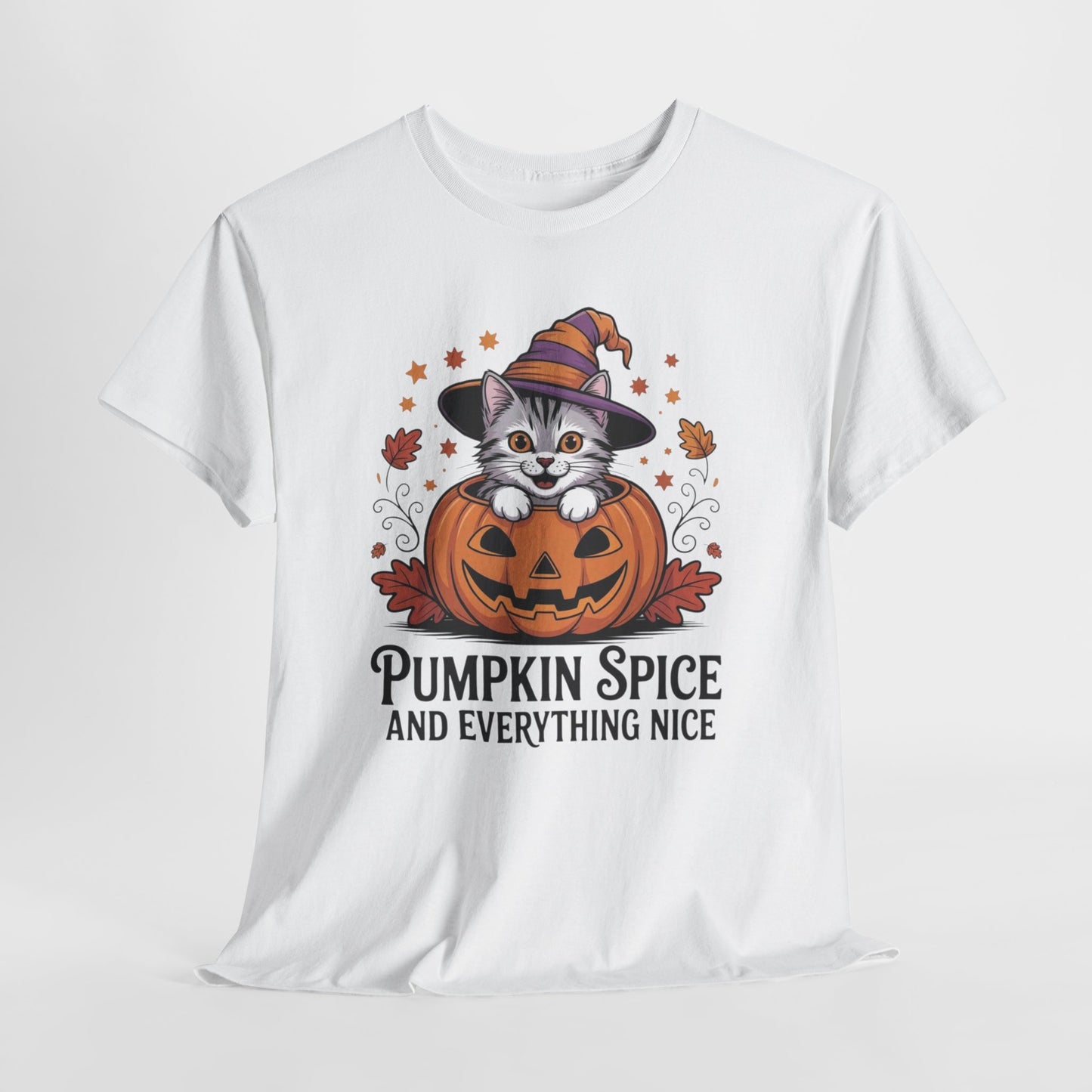 Pumpkin Spice Cat Tee - Cozy Fall T-Shirt, Halloween Shirt, Autumn Fashion, Cat Lover Gift, Cute Graphic Tee