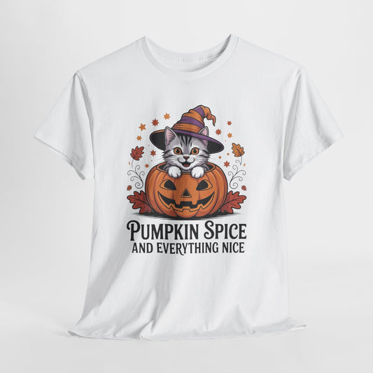 Pumpkin Spice Cat Tee - Cozy Fall T-Shirt, Halloween Shirt, Autumn Fashion, Cat Lover Gift, Cute Graphic Tee