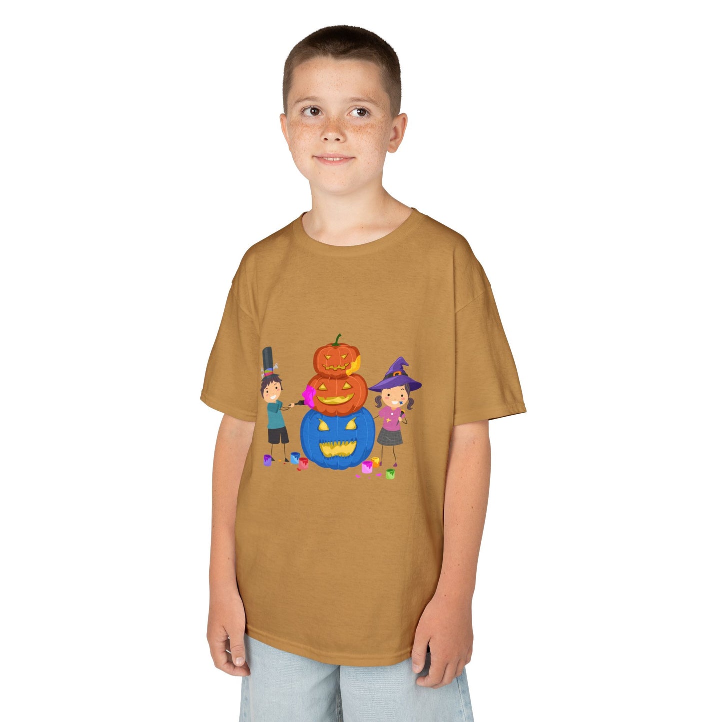 Kids Halloween Tee with Pumpkin Design, Fun Kids Shirt, Halloween Costume Top, Trick or Treat Tee, Spooky Season Apparel, Kid's Party Outfit