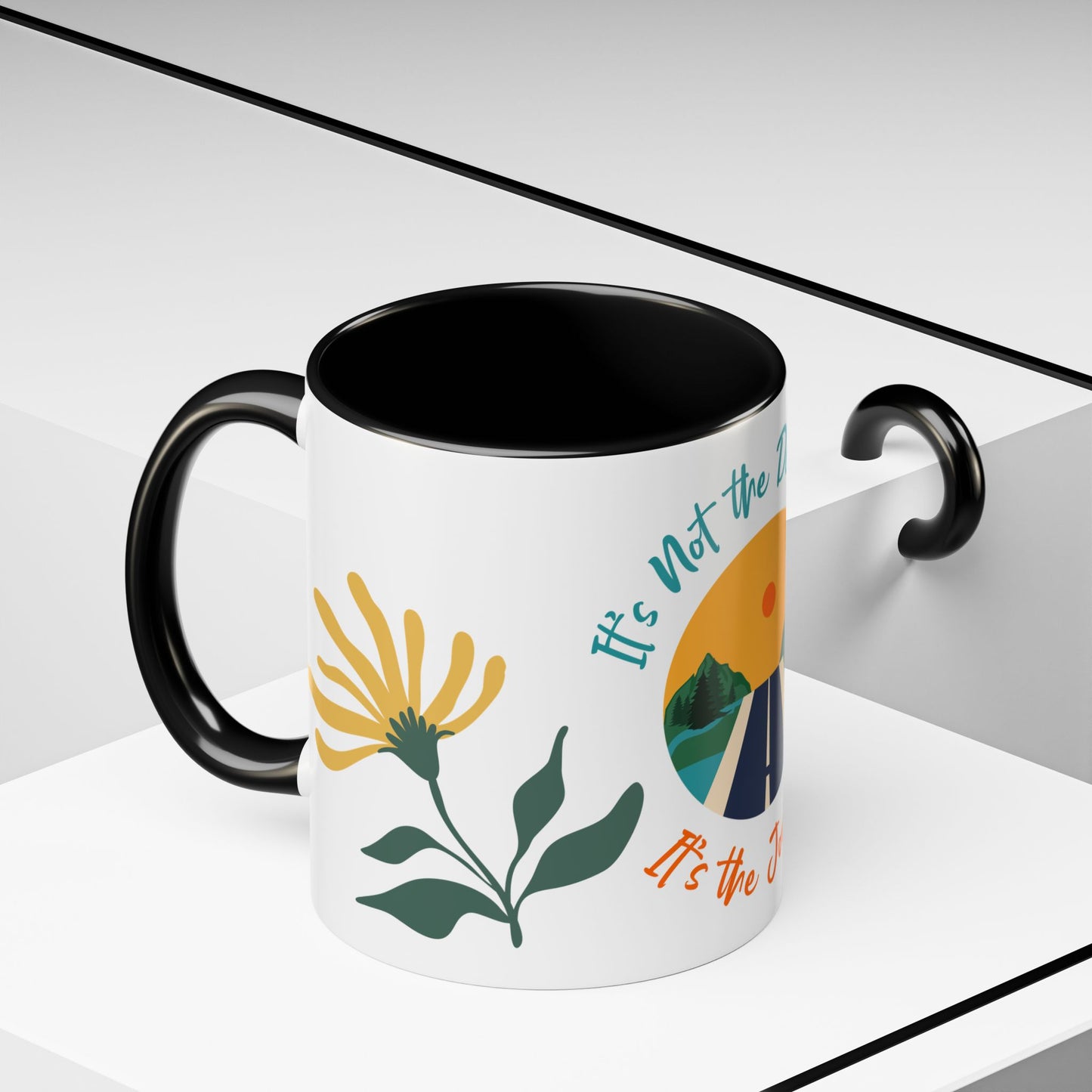 Journey Coffee Mug - Inspirational Accent Mug for Travelers, Road Trip Gift, Motivational Drinkware, Adventure Mug, Nature Coffee Cup