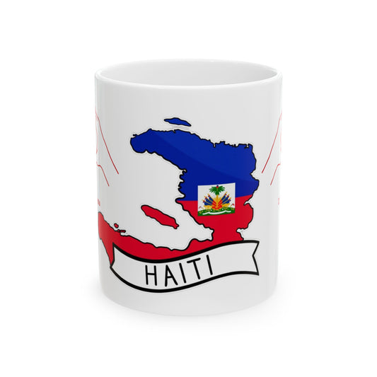 Ceramic Mug, Haitian flag (11oz) Haiti  I (heart) you