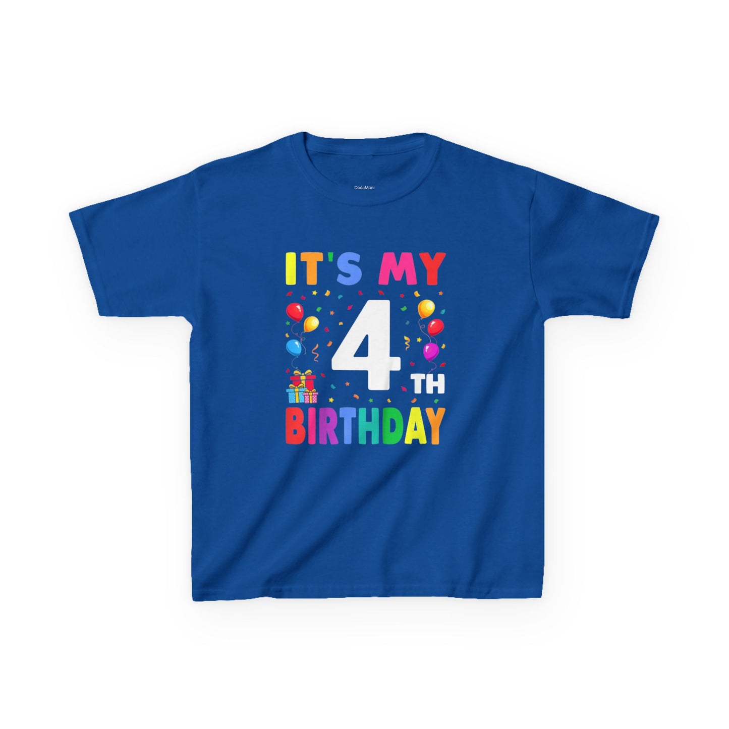Kids Birthday Tee, Fun Party Shirt, 4th Birthday Celebration, Children's Gift, Kids Cotton Tee, Colorful Party Outfit