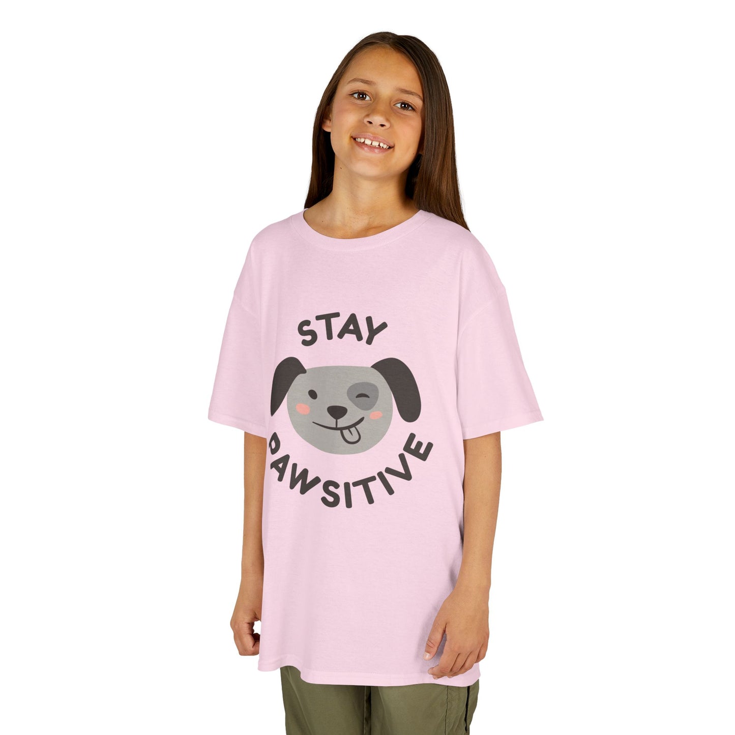 Kids Stay Pawsitive Tee, Fun Kids T-Shirt, Gift for Animal Lovers, Positive Message Tee, Birthday Gift for Kids, Dog Lover Apparel