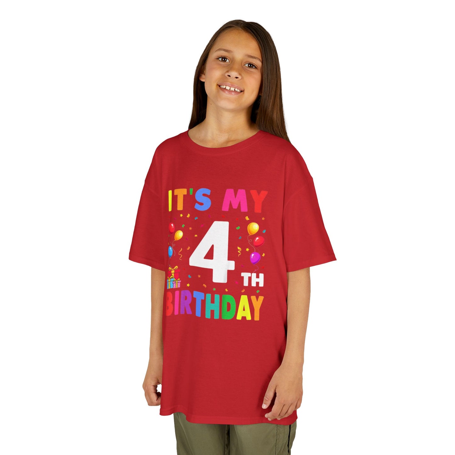 Kids Birthday Tee, Fun Party Shirt, 4th Birthday Celebration, Children's Gift, Kids Cotton Tee, Colorful Party Outfit