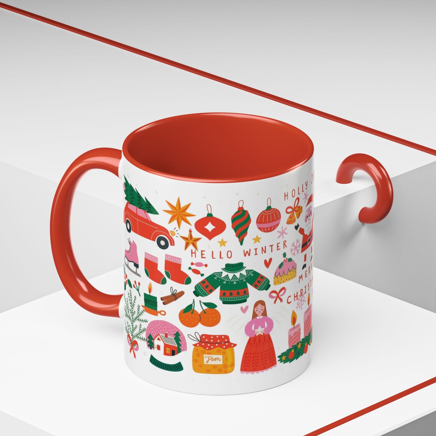 Festive Holiday Coffee Mug, Merry Christmas Mug, Winter Drinkware, Cute Santa Cup, Gift for Coffee Lovers, Holiday Decor