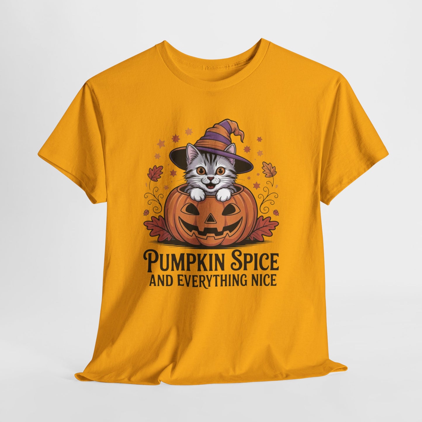 Pumpkin Spice Cat Tee - Cozy Fall T-Shirt, Halloween Shirt, Autumn Fashion, Cat Lover Gift, Cute Graphic Tee