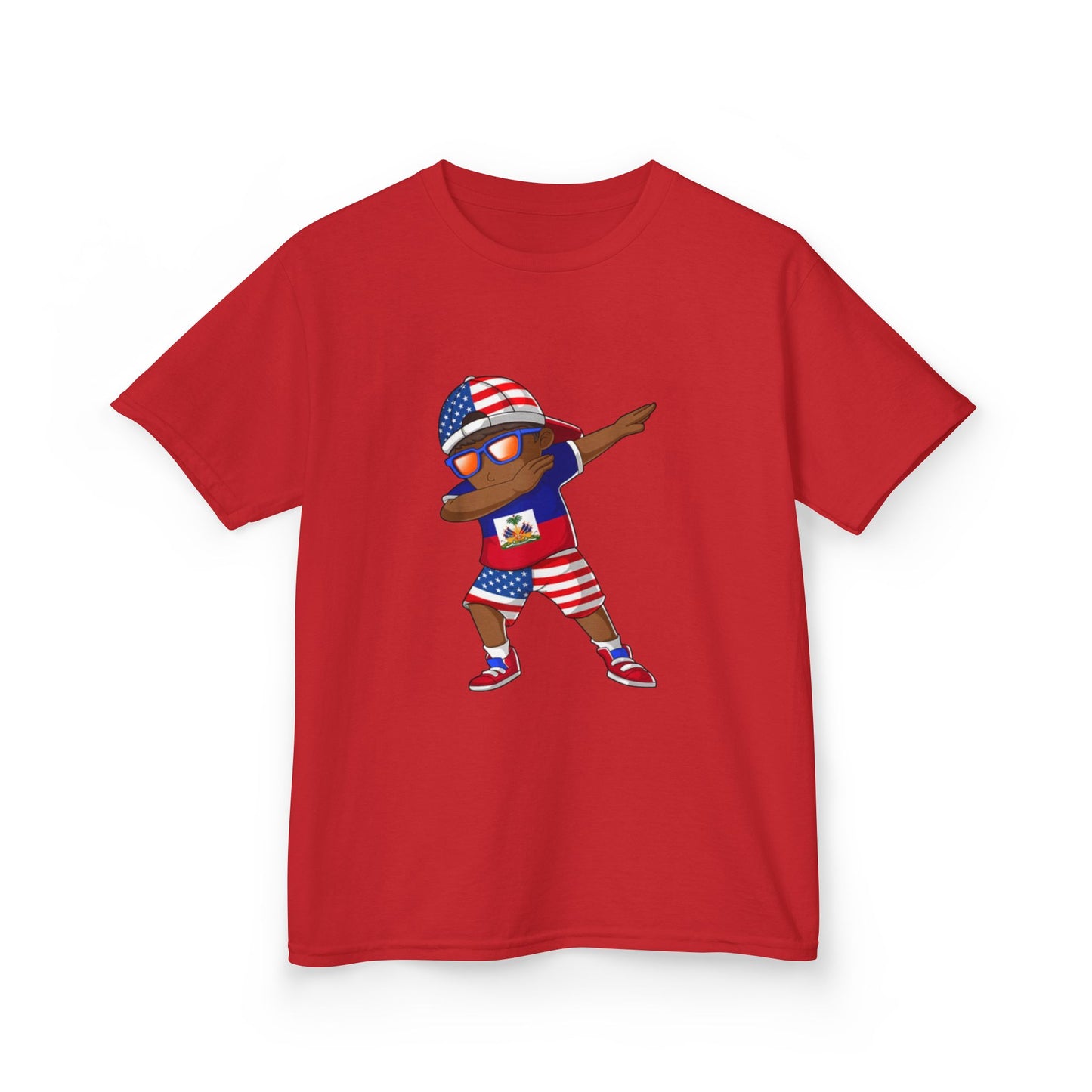 Patriotic Kids Tee | Fun Summer Outfit, Red White Blue Shirt, Kid's Graphic T-Shirt, Haitian,American Pride Apparel