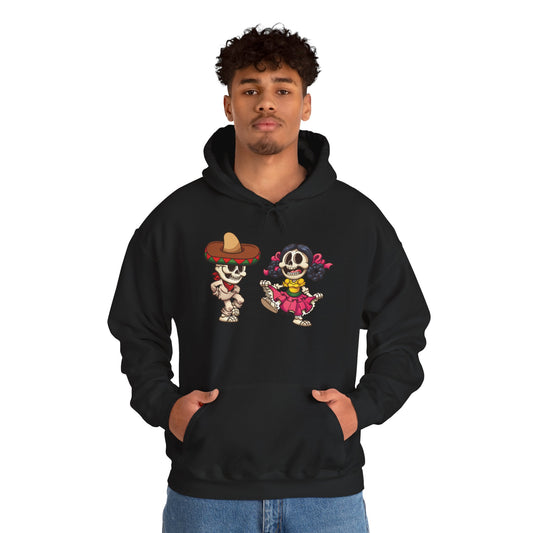 Dia de los Muertos Hooded Sweatshirt, Cozy Halloween Sweatshirt, Unisex Skeleton Hoodie, Fall Celebration Apparel, Casual Stylish Gift