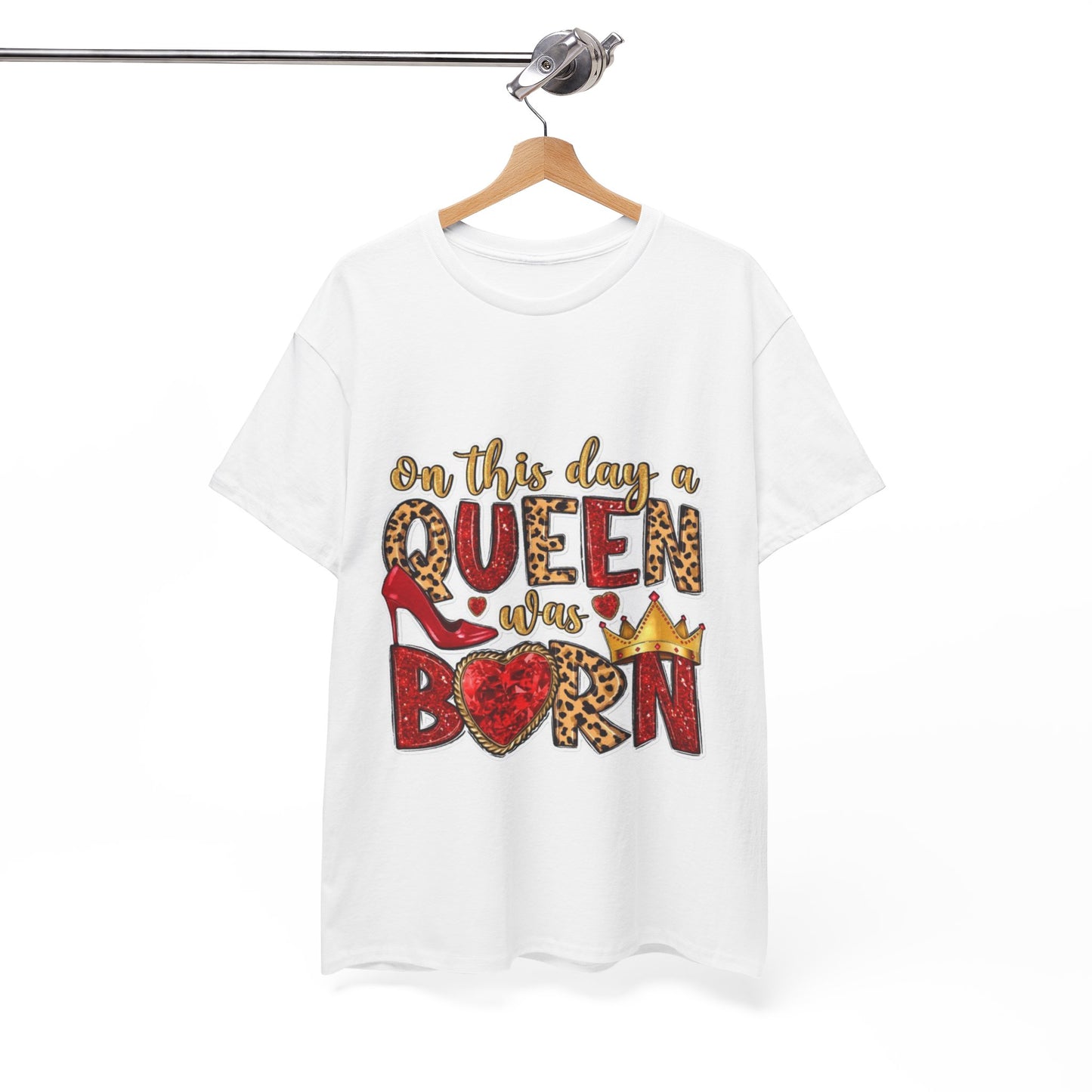 Unisex Heavy Cotton Tee - "On This Day a Queen Was Born" Birthday Shirt, Perfect Gift for Her, Queen Shirt, Birthday Celebration Tee, [...]