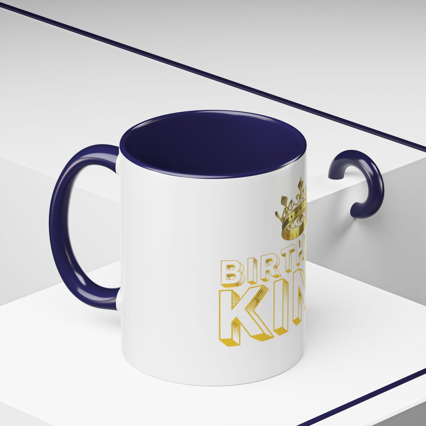 Birthday King Accent Coffee Mug - Celebrate, Gift, Black Mug, Crown Design, Funny Mug, 11oz, 15oz