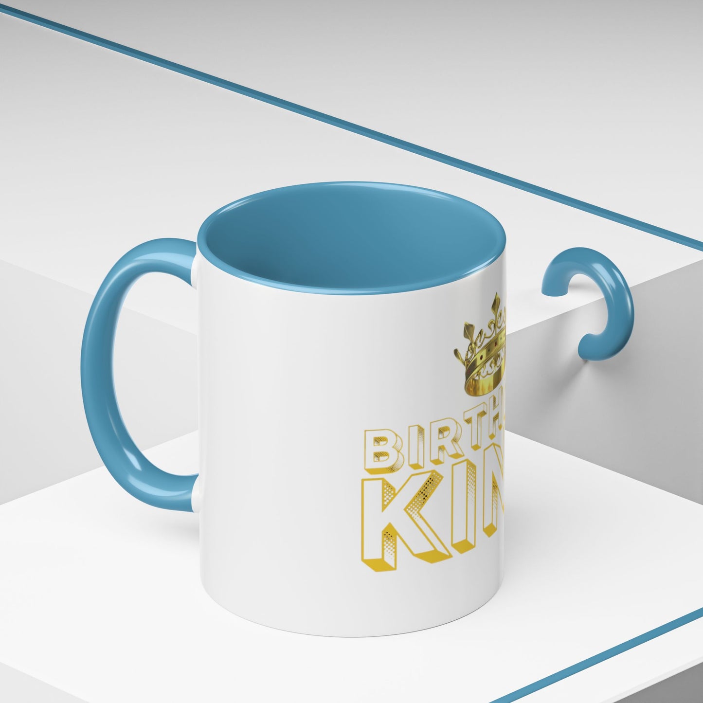 Birthday King Accent Coffee Mug - Celebrate, Gift, Black Mug, Crown Design, Funny Mug, 11oz, 15oz