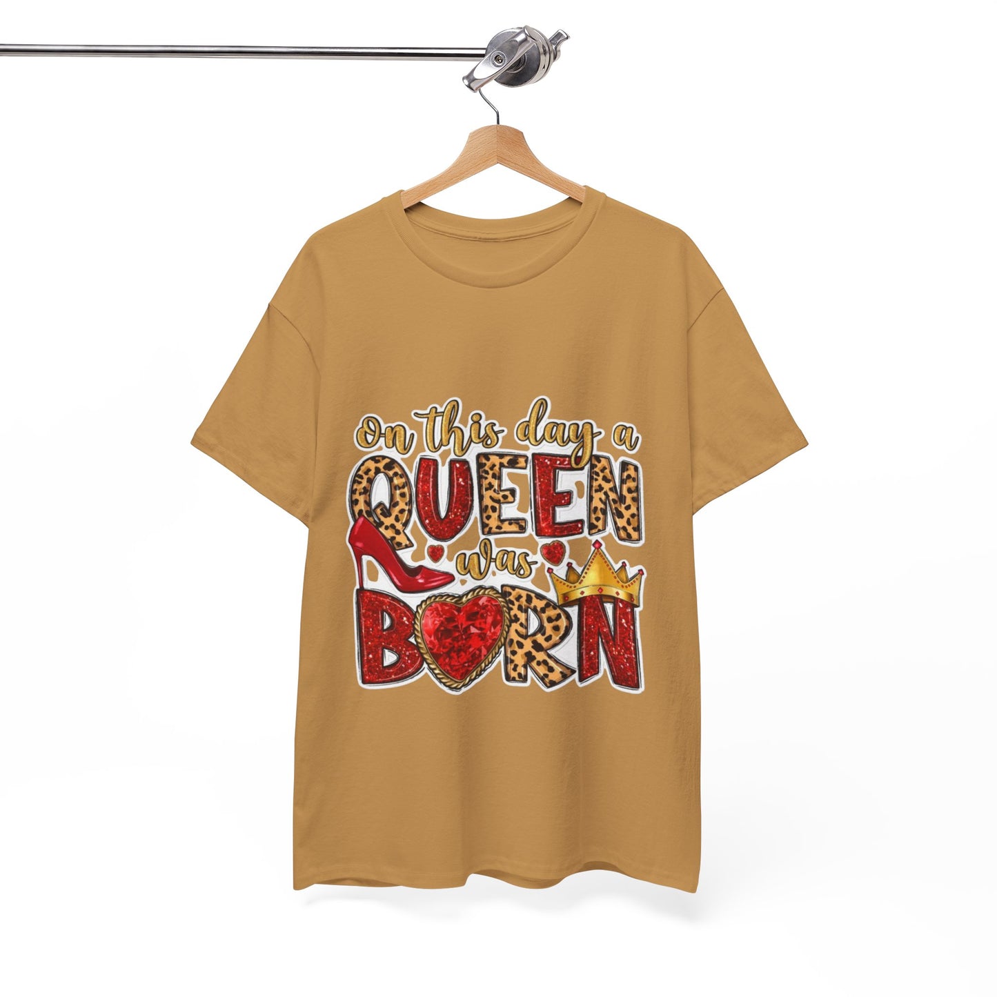 Unisex Heavy Cotton Tee - "On This Day a Queen Was Born" Birthday Shirt, Perfect Gift for Her, Queen Shirt, Birthday Celebration Tee, [...]