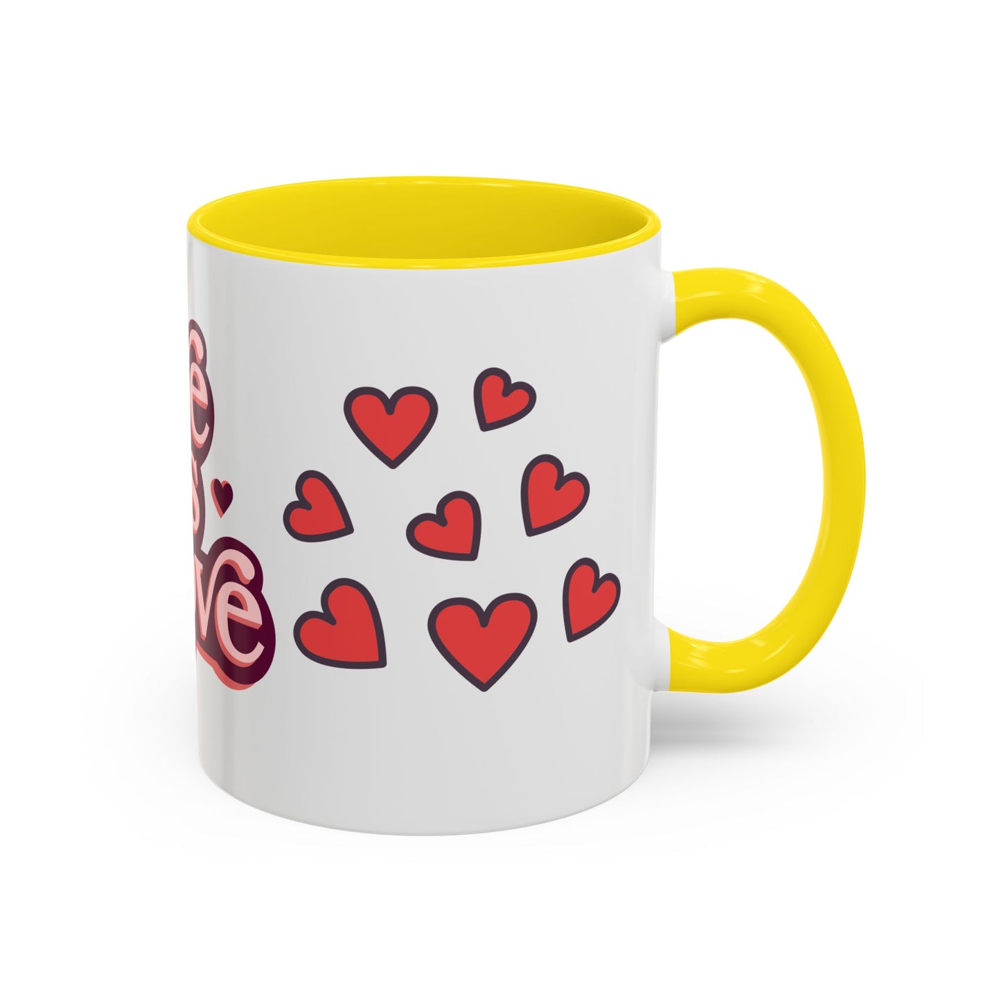 Love is Love Accent Coffee Mug | Cute Gift for Friends, LGBTQ+ Pride, Valentine's Day, Home Decor, Heart Design