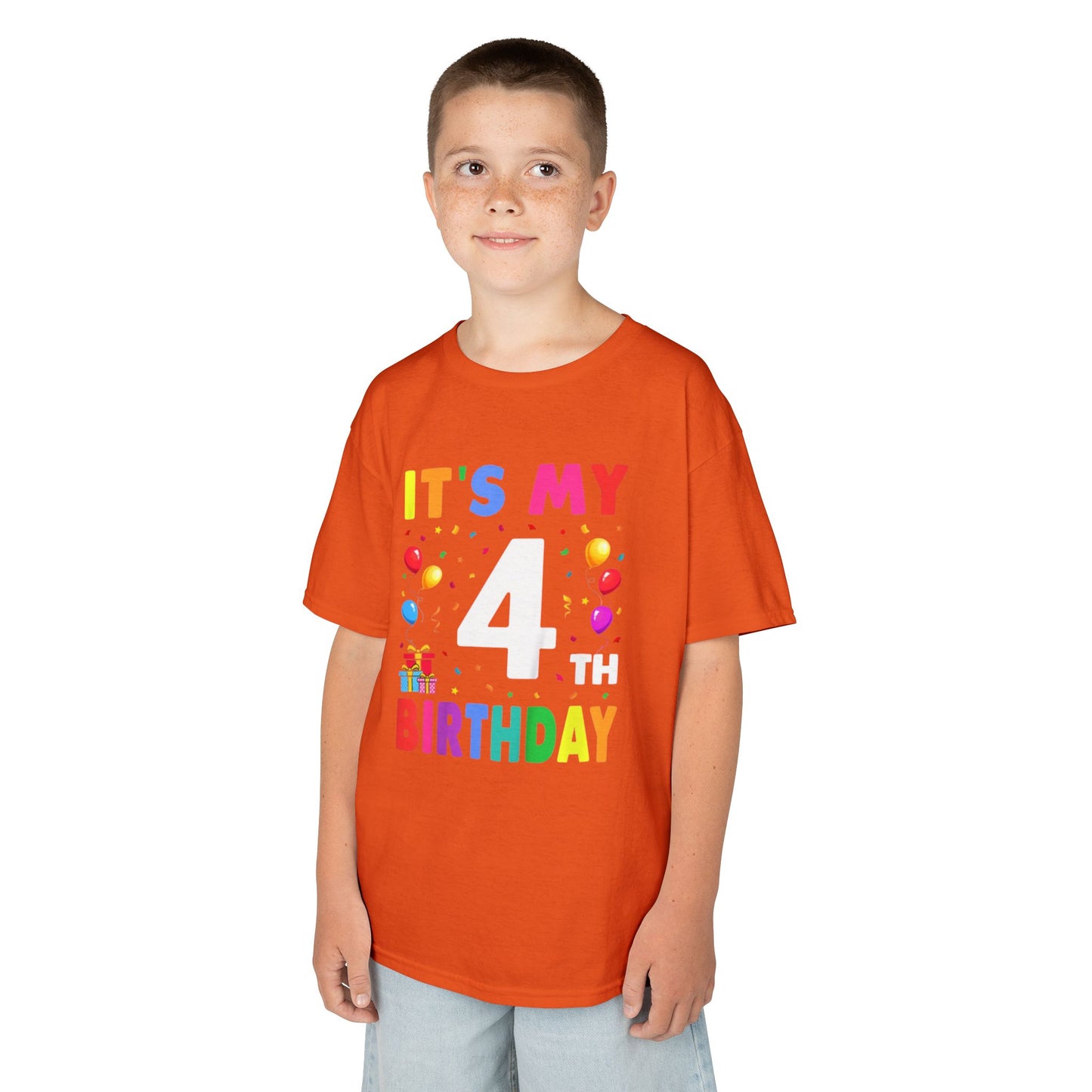 Kids Birthday Tee, Fun Party Shirt, 4th Birthday Celebration, Children's Gift, Kids Cotton Tee, Colorful Party Outfit