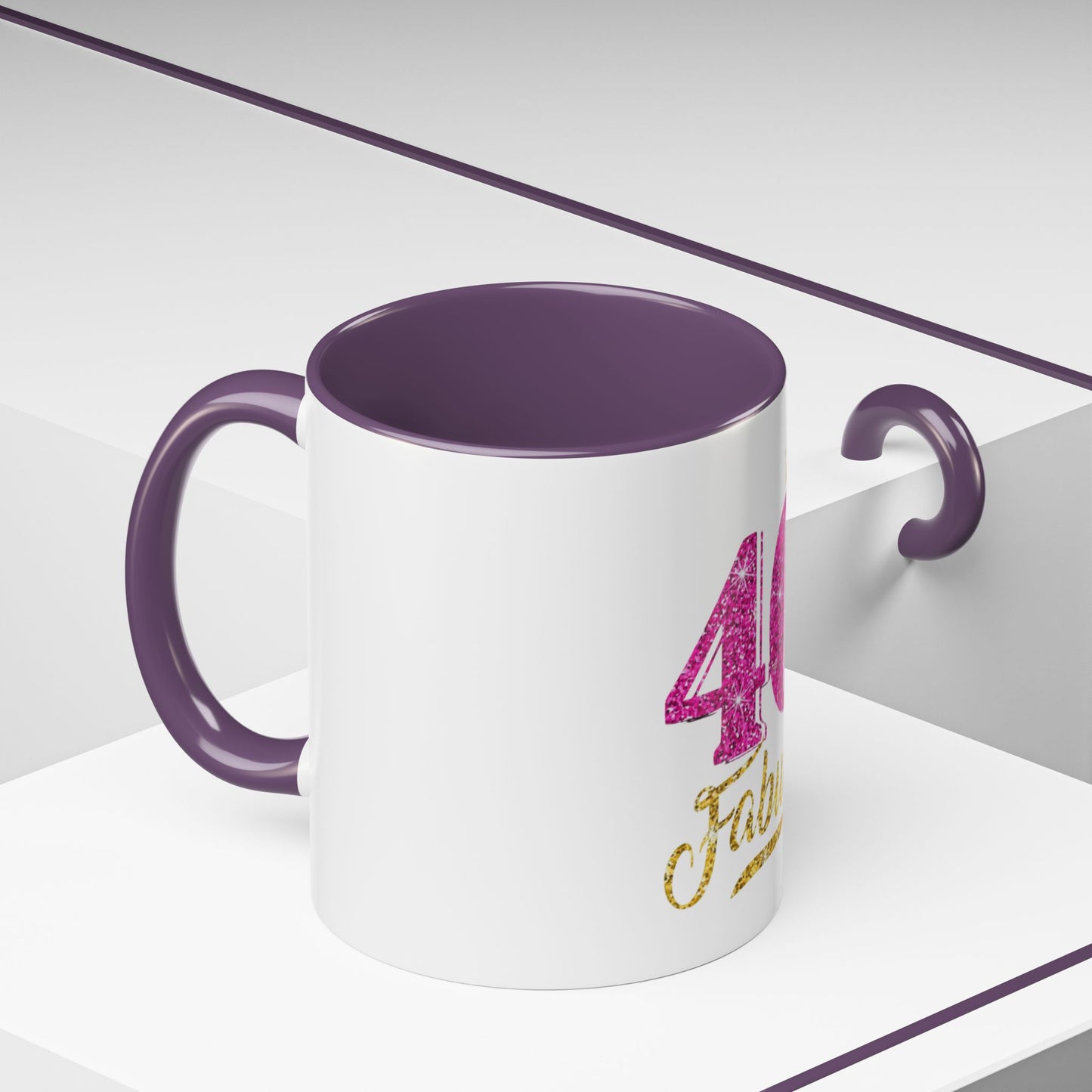 40 & Fabulous Glitter Accent Coffee Mug | Birthday Gift, 40th Celebration, Fun Memento, Personalized Mug, Women’s Coffee Cup