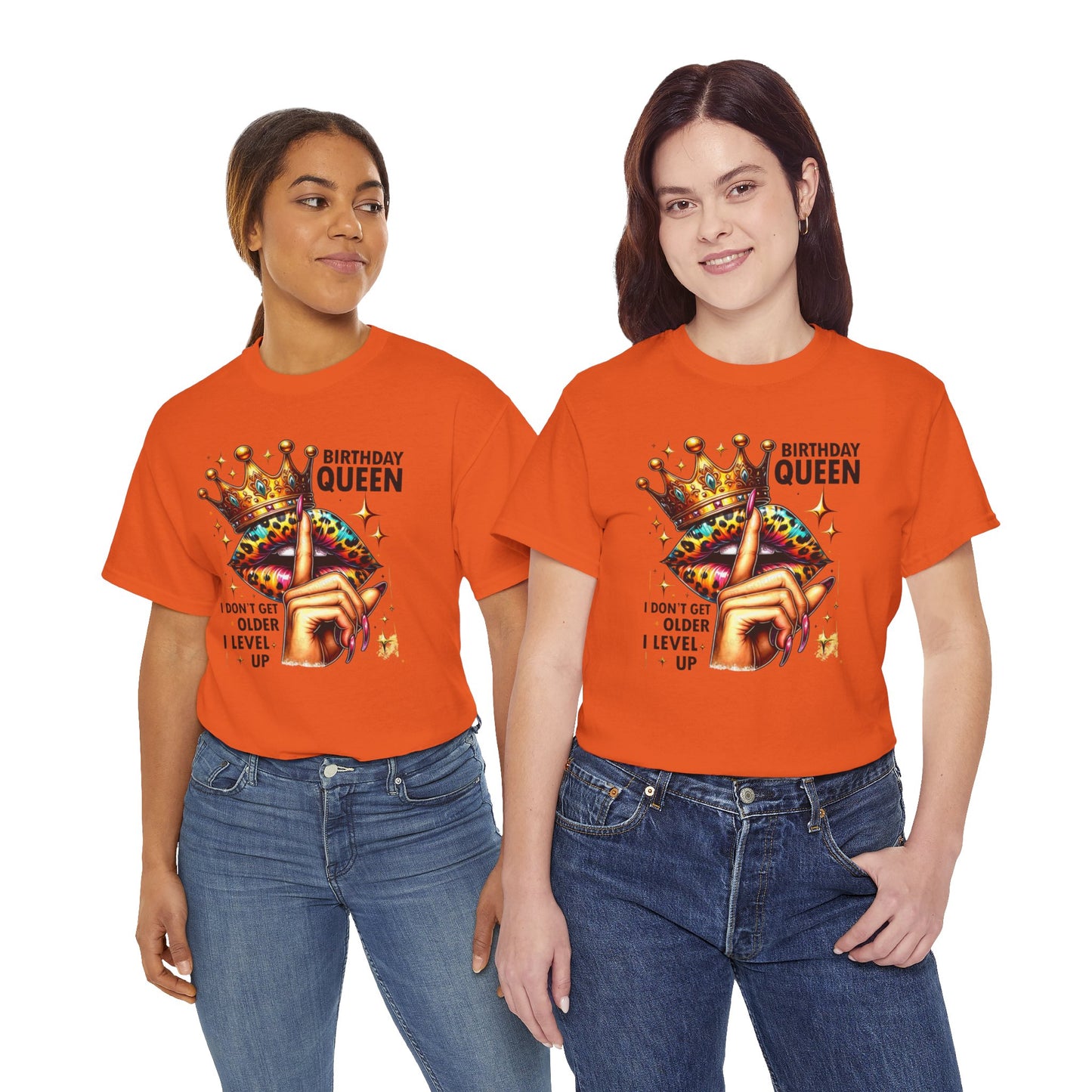Unisex Heavy Cotton Tee, "Birthday Queen I don't get older I level up".