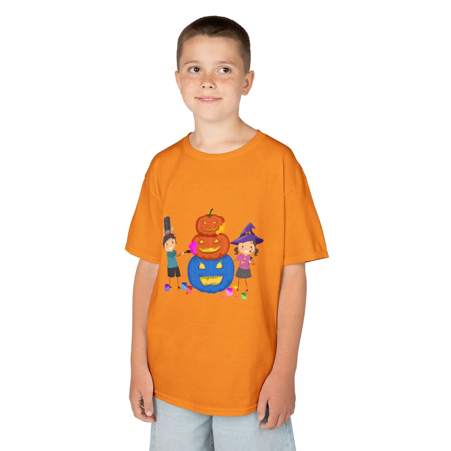 Kids Halloween Tee with Pumpkin Design, Fun Kids Shirt, Halloween Costume Top, Trick or Treat Tee, Spooky Season Apparel, Kid's Party Outfit